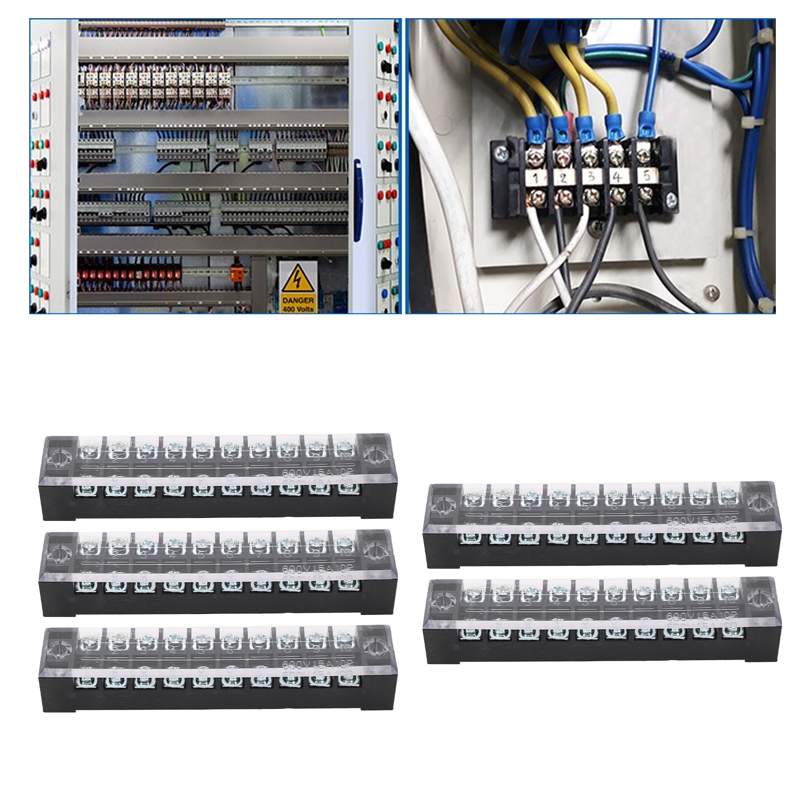 Die Tb-1510 10-poligen Stromverbinder Werden Im 5er-pack Inklusive Anschlussklemmen Und Jumpern Geliefert. 15 A, 600 V