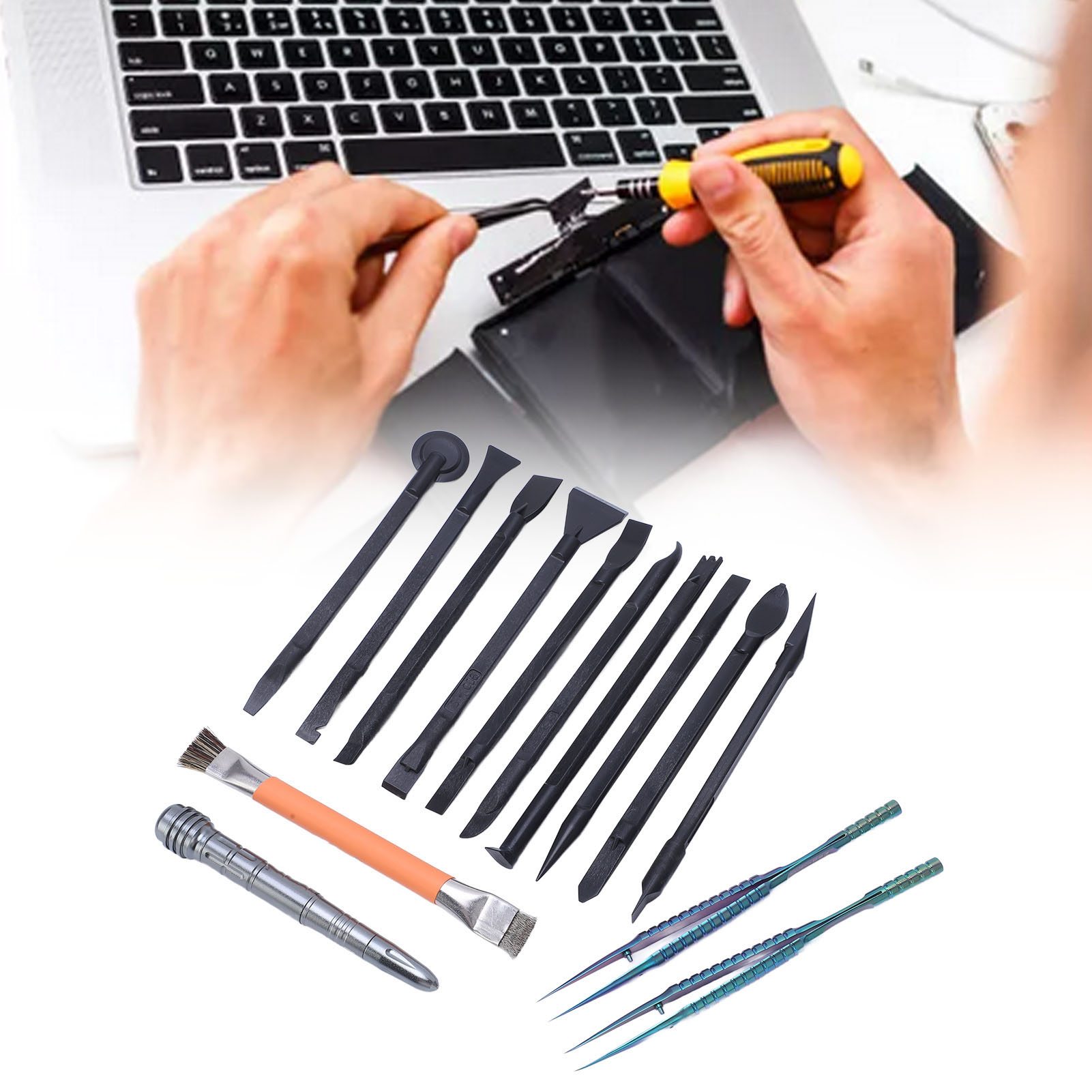 Elektronikreparaturset, Hebelwerkzeug, Bürste, Pinzette Aus Titanlegierung, Displaybrecherstift, 14-in-1-set