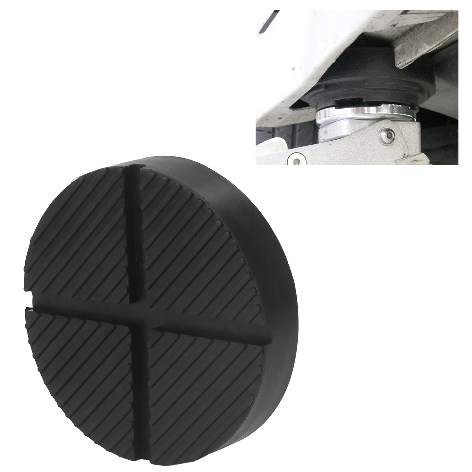 Eine 125-mm-universal-wagenheberauflage, Eine Gummi-wagenheberauflage, Ein Adapter, Ein Angeschweißter Seitenrahmen, Ein Führungsschienenschutz, Eine Scheibenauflage.