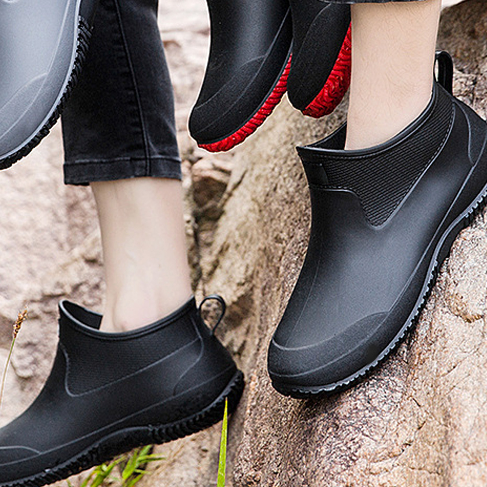 Kurze Herren-regenstiefel, Mit Warmem Fleece Gefüttert, Rutschfeste Schuhe Für Die Küche, Wasserdichte, Knöchelhohe Schuhe Für Die Autowäsche Im Freien, Schwarz, Größe 41