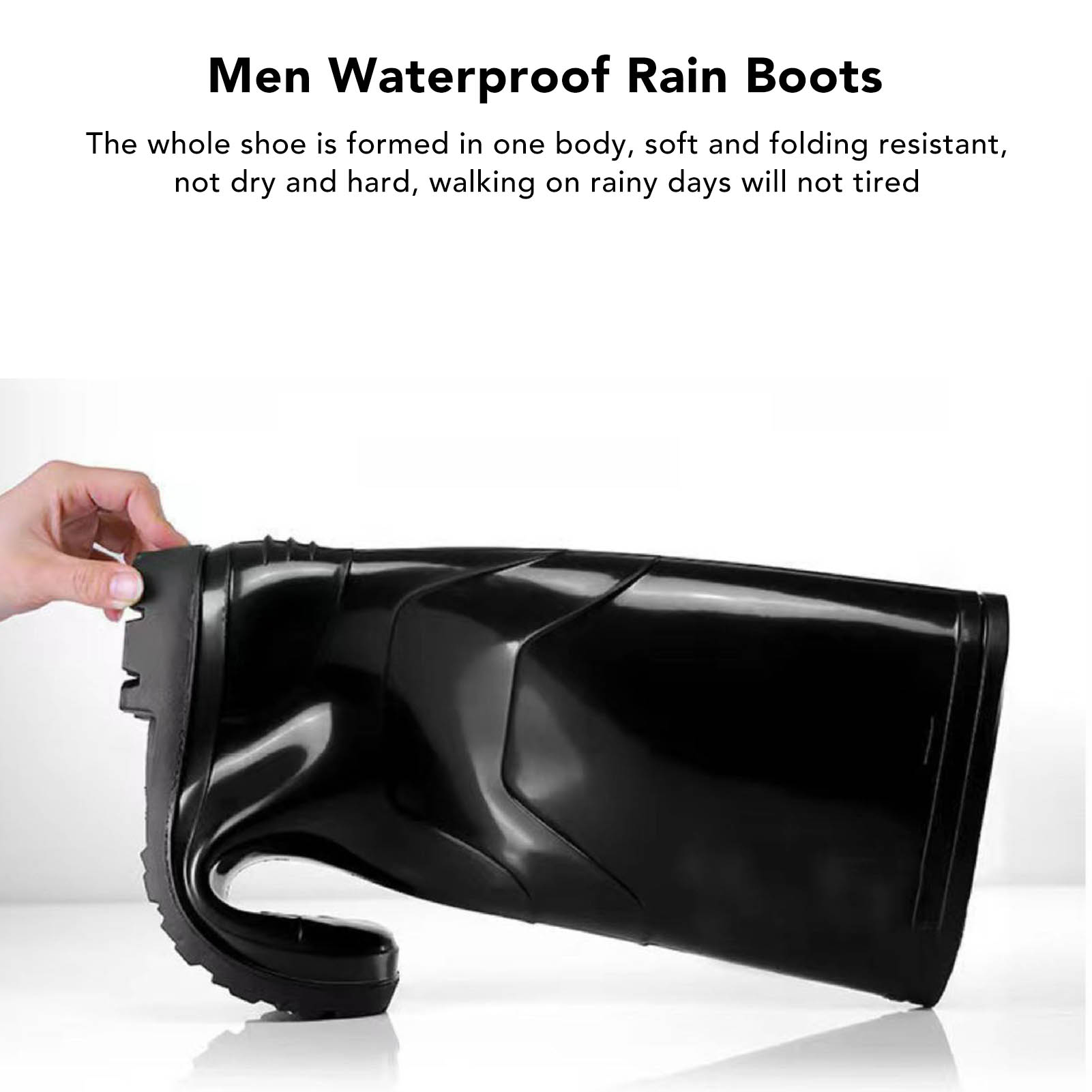 Schwarze Herren-regenstiefel, Arbeitsschuhe, Wasserdichte Schuhe, Hohe Gummistiefel, Wasserstiefel, Größe 43.