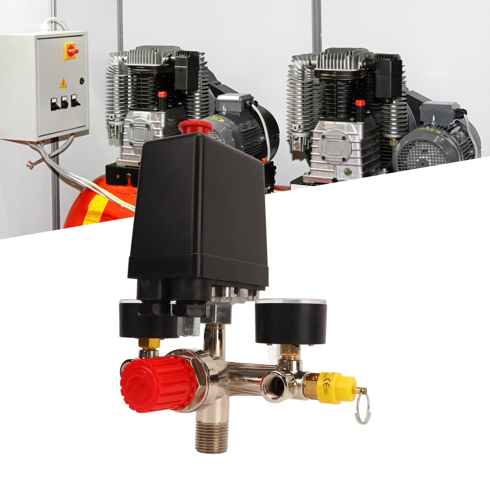Luftkompressor-set Mit Druckschalter, Regelventil Und 3-in-1-schnellkupplung Aus Amerikanischem Messing.