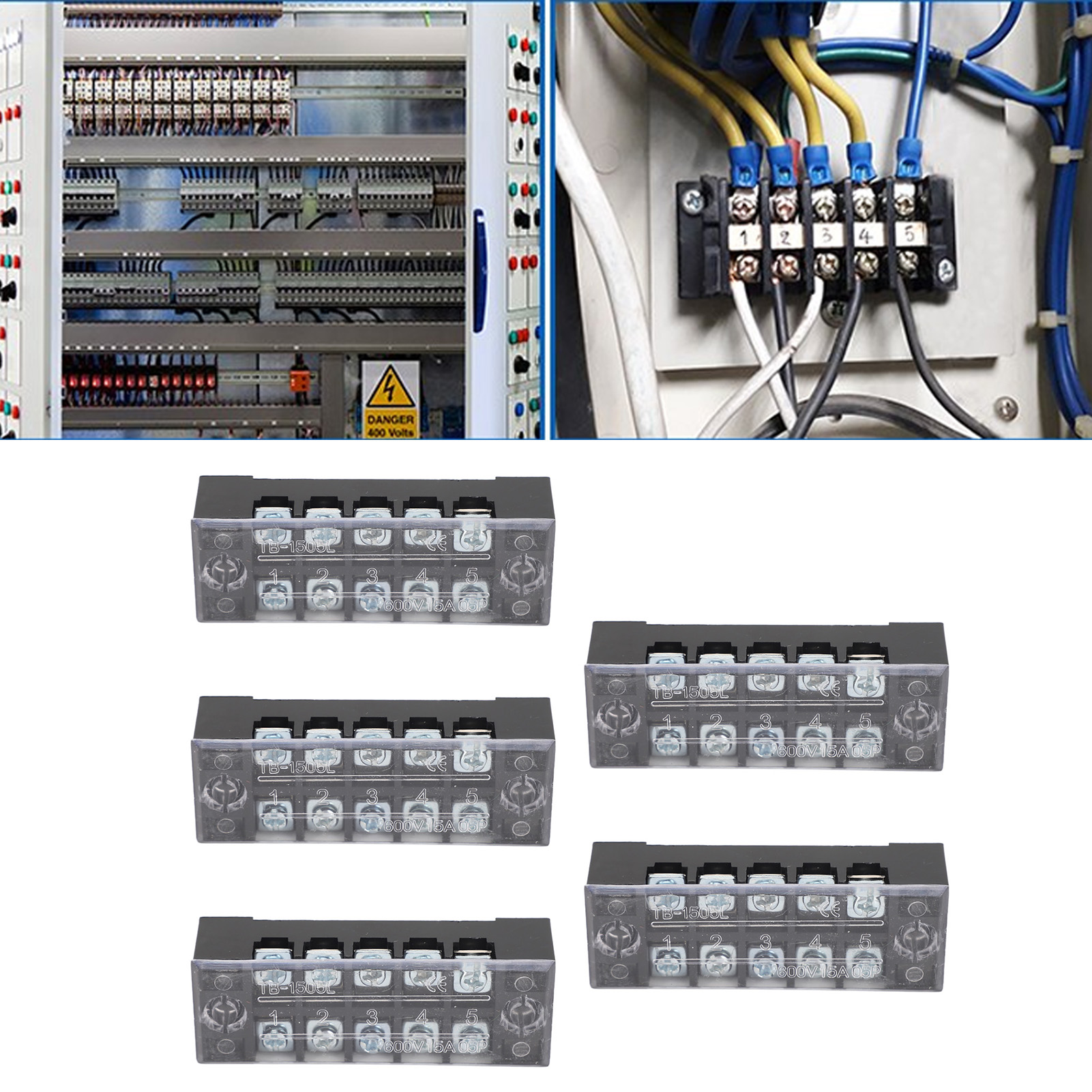 Die Tb-1505 5-poligen Stromverbinder Mit Jumpern Werden In 5er-packs Verkauft Und Sind 15 A 600 V Mehrfachsteckverbinder.