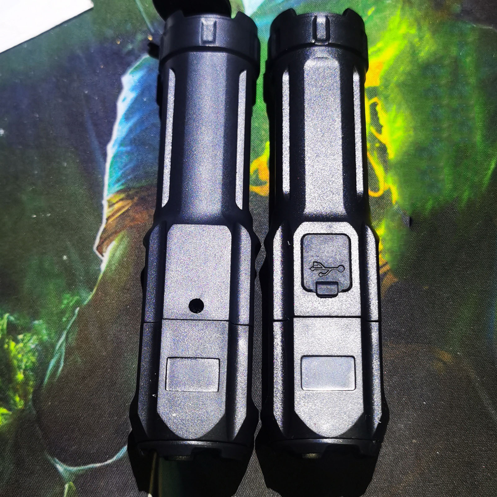 Hochleistungs-teleskoptaschenlampe, Usb-aufladbar, Kompatibel Mit 18650-akkus, Fokussierter, Langer Und Breiter Lichtstrahl, 622a, Fischförmige Markierung, Farbbox, 2er-pack