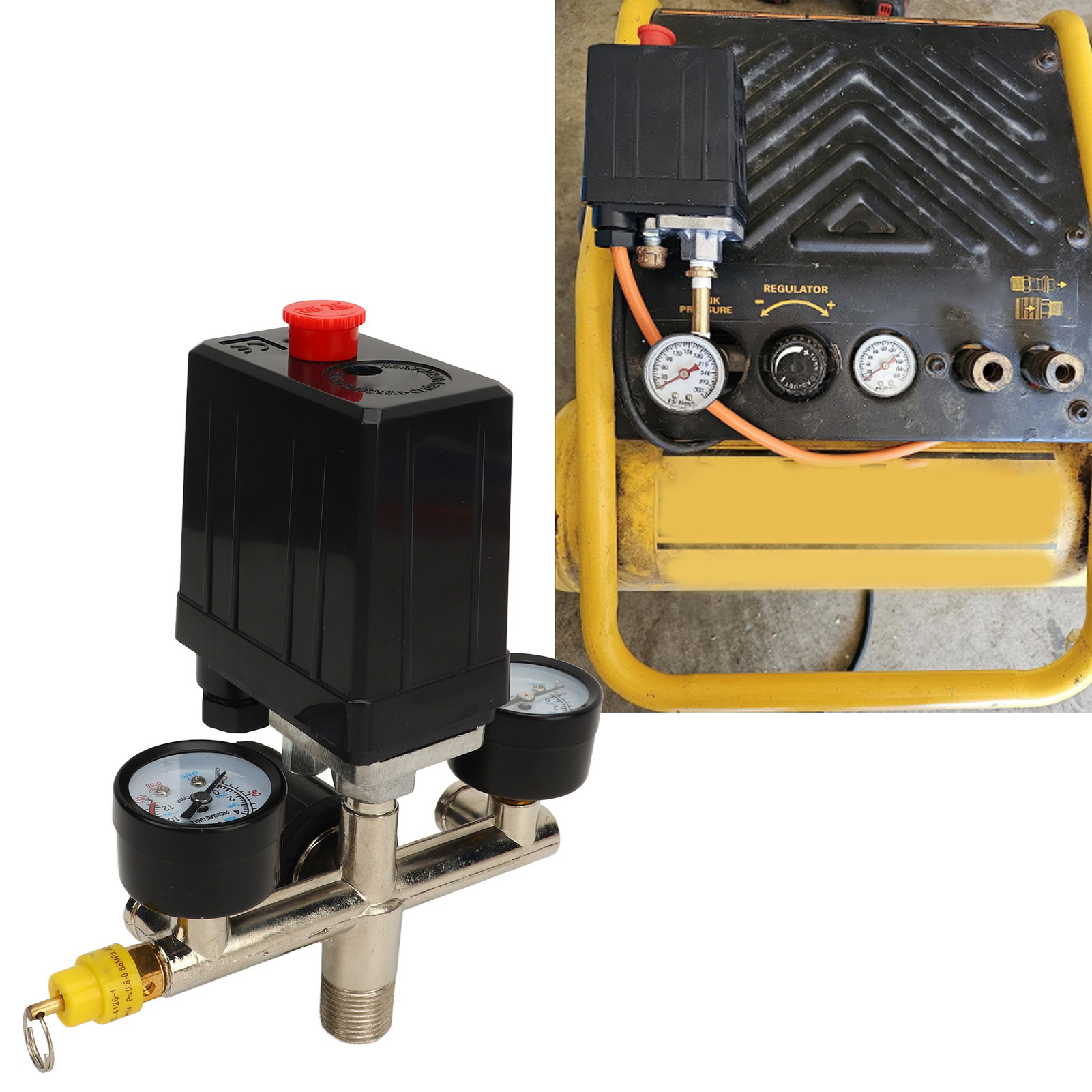 Ce-ventil + Nifa + Manometer Mit Schwarzer Kappe Und Metallgehäuse + 3-in-1-druckregelventil Für Us-amerikanische Schnellkupplung