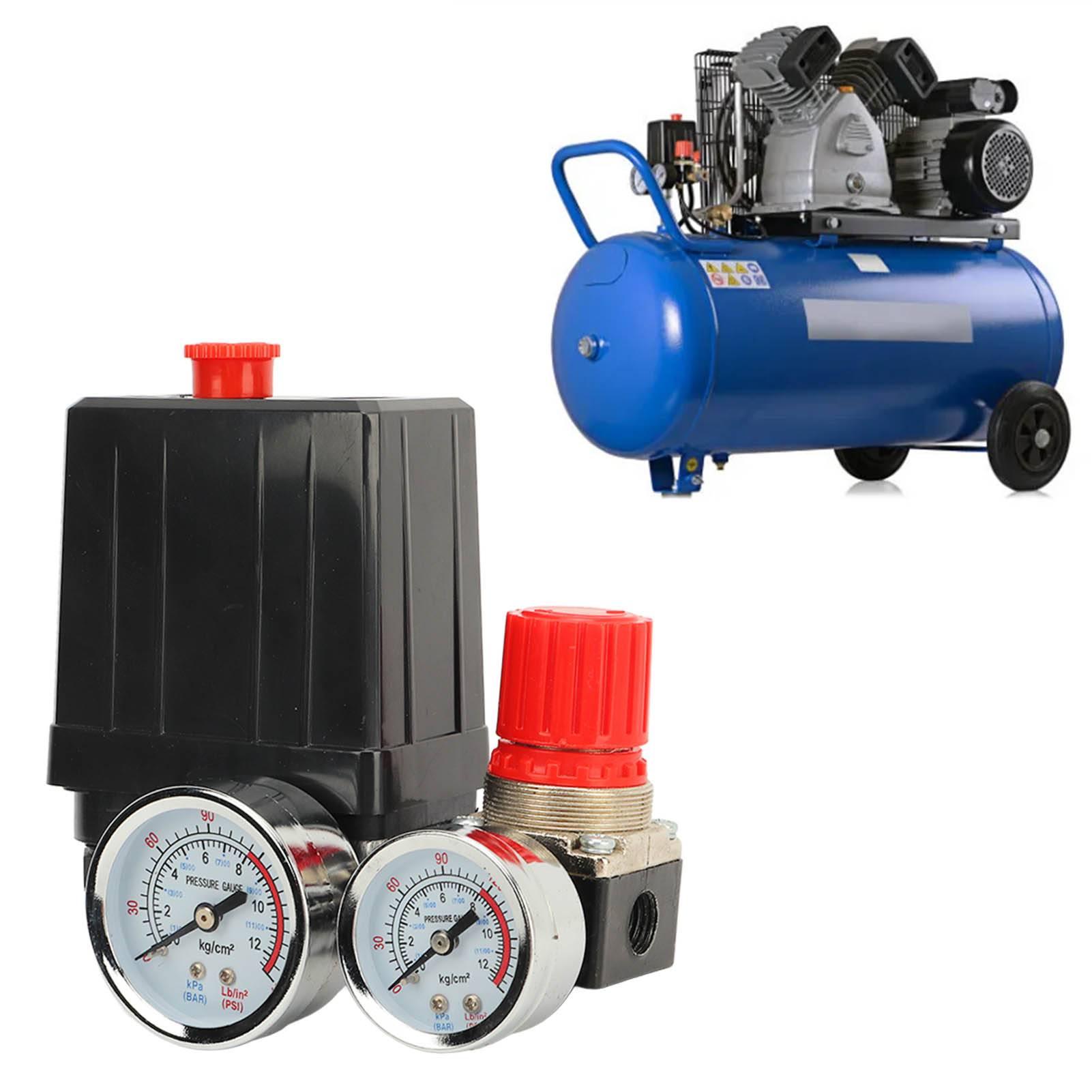 Luftkompressor-set Mit 3-in-1-automatikdruckschalter, Schnellanschluss Nach Amerikanischem Standard Und Druckregelventil.