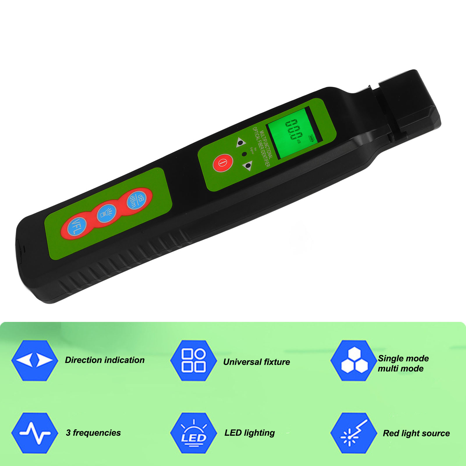 Aua-40d Glasfaser-signalidentifizierer, 10 Km Integrierte Rotlichtquelle, 4-in-1-gerät, Glasfaser-wattmeter, Wiederaufladbares Modell, 800–1700 Nm