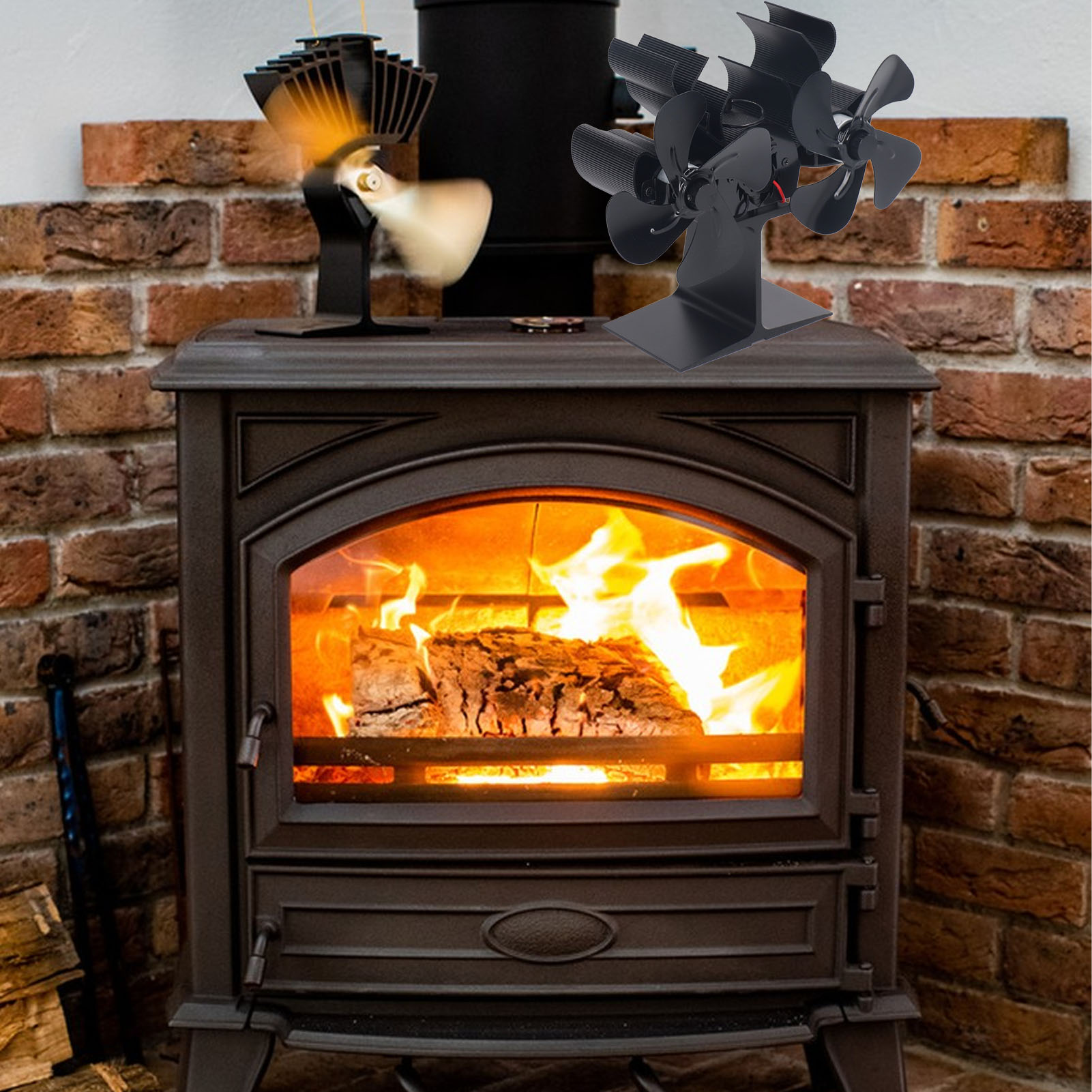 Thermolüfter-set Aus Metall Mit Zwei Motoren Für Heizkörper, Kamine, Holzöfen Und Weihnachtsventilatoren