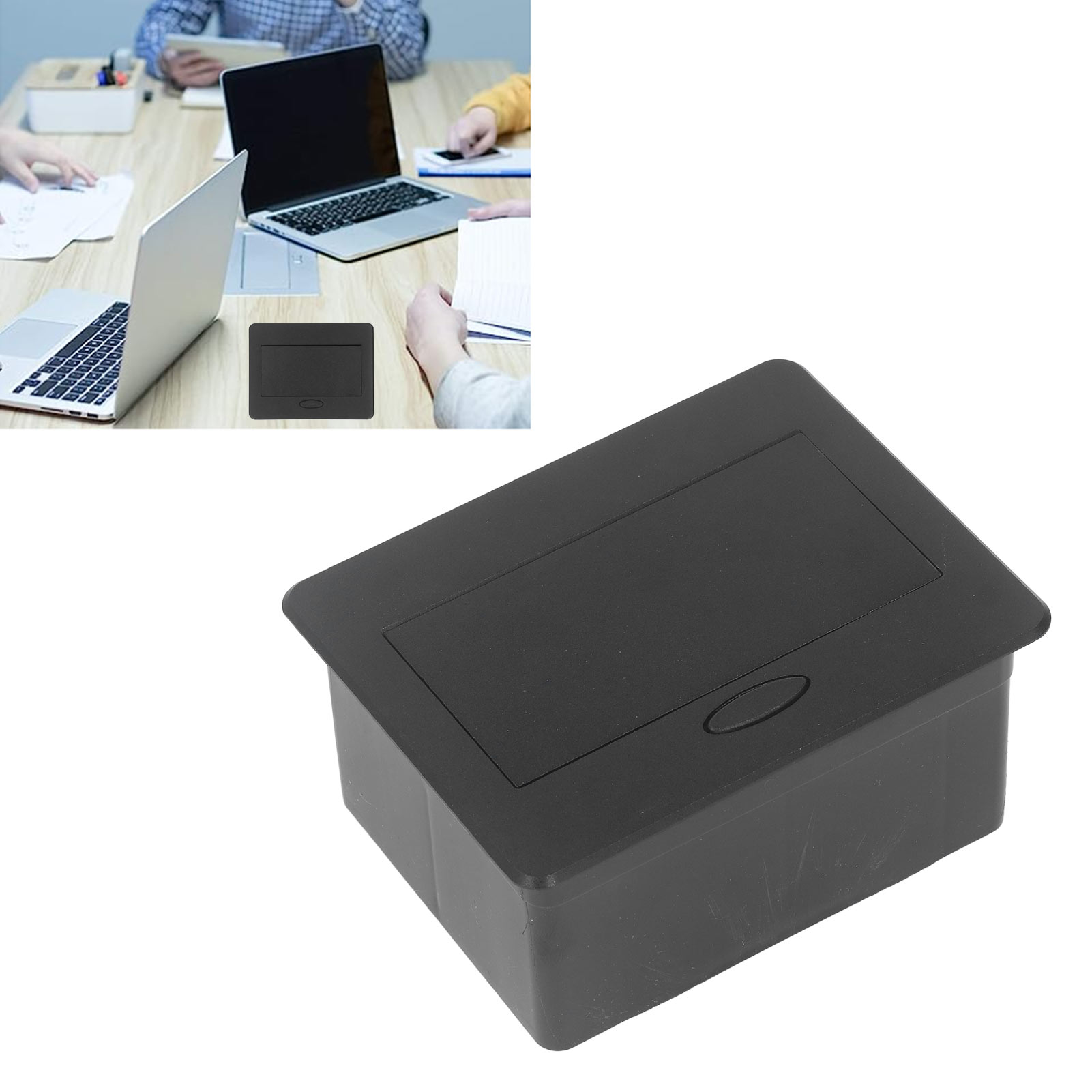 Einziehbare Tischsteckdosenleiste, Standard-us-dreipolsteckdose + Zwei Usb-anschlüsse, Ohne Dämpfer, Verdeckt, Ohne Verkabelung, Schwarz, 110 V Wechselstrom