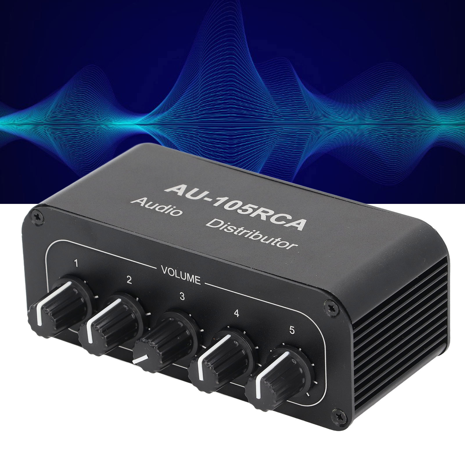 5-kanal-bidirektionaler L/r-stereo-audio-umschalter Mit Einem Eingang Und Fünf Ausgängen, 2-facher Verstärkung Und Unabhängig Einstellbarer Lautstärke Für Jeden Der Fünf Ausgangskanäle.