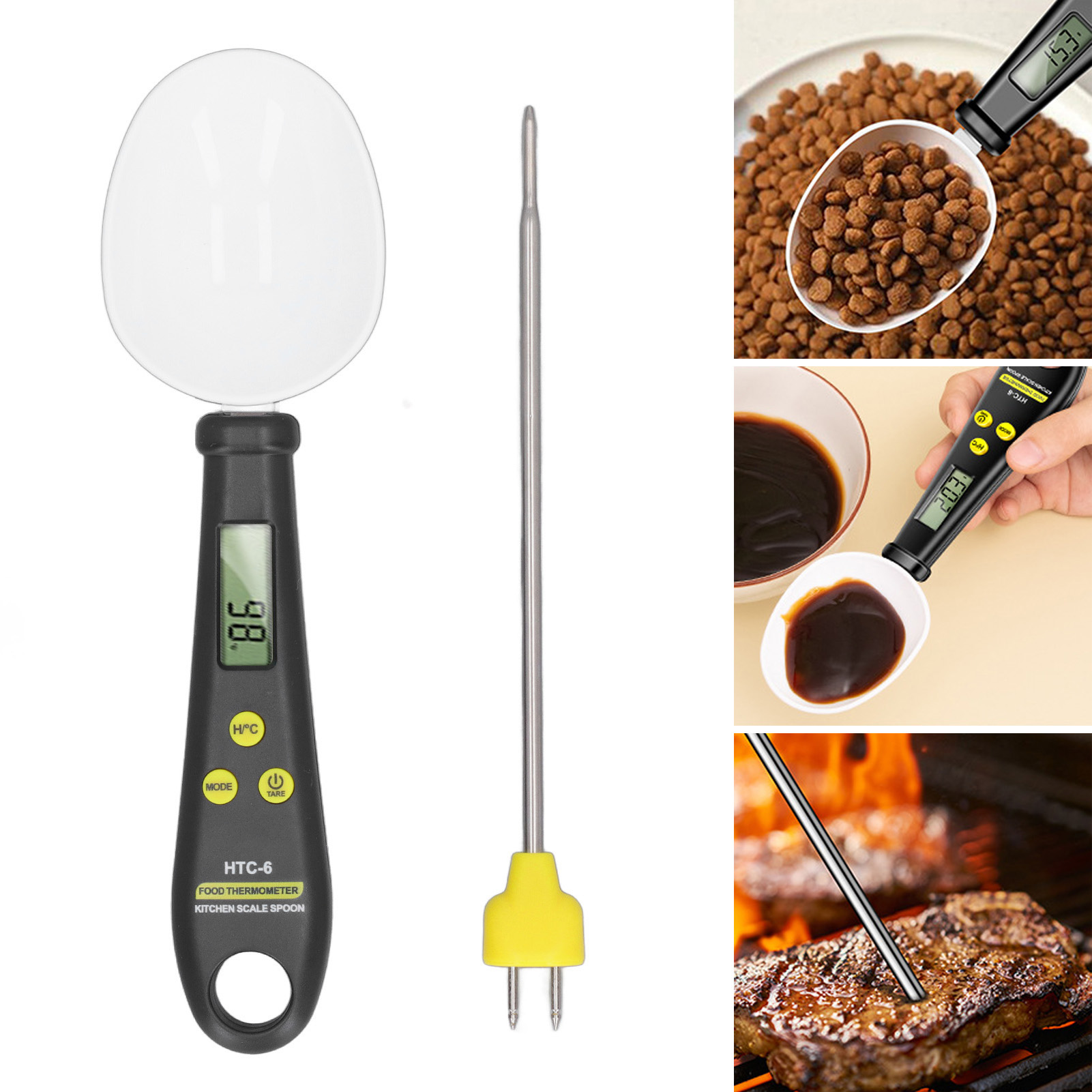 Aneng Htc-6 (englische Version), 2-in-1 Multifunktions-elektronikwaage Mit Digitalanzeige, Messlöffel, Präzisionswaage (gramm) Und Thermometer