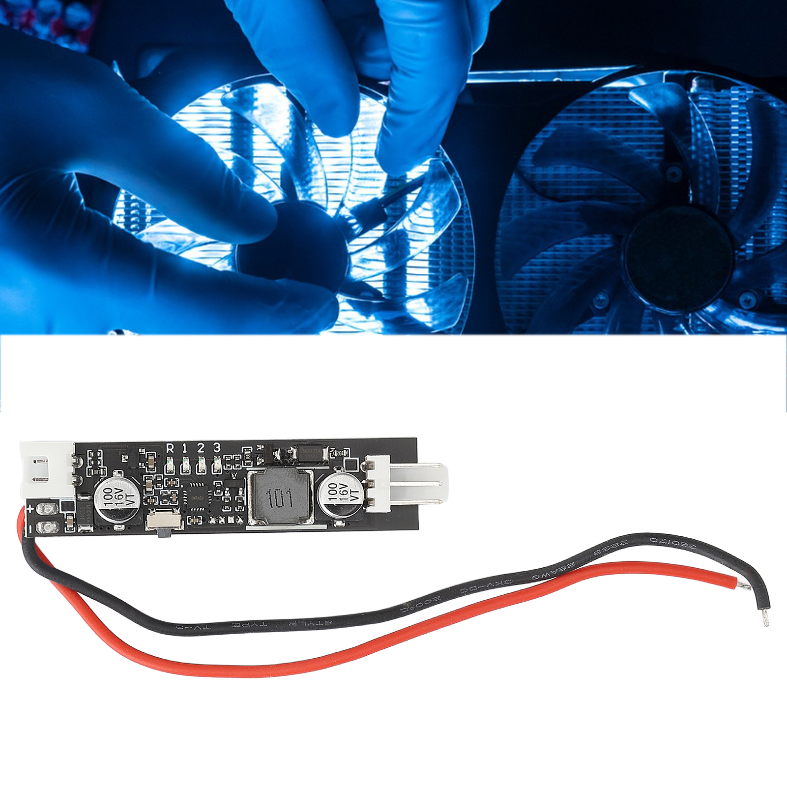 Kleiner 5v-12v 2-3-adriger Einkanal-lüfterdrehzahlregler Mit Stoppfunktion, Niederspannungsmotorgehäuse Mit Temperaturregelung Und Geräuschreduzierung.