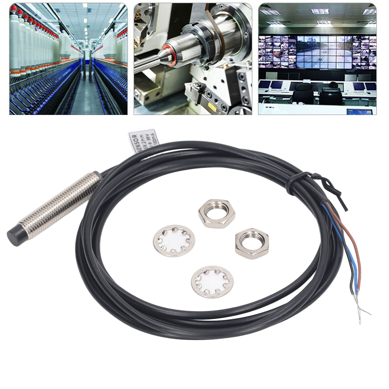Berm@ Induktiver Näherungsschalter Bem-lj8a3-2-z/by, 4er-packung, Mit 8 Mm Durchmesser, Flachem Kopf, Metallgehäuse, Normalerweise Offenem (no) Pnp-dreileiter-dc-kontakt, 6–36 V Dc, 2 Mm Erfassungsabs