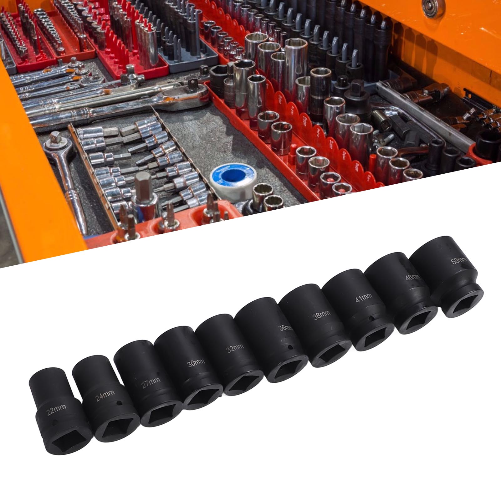 25-mm-druckluft-steckschlüsselsatz, 25-mm-steckschlüsselsatz, Kurze Stecknuss, Abgewinkelte Kurze Stecknuss