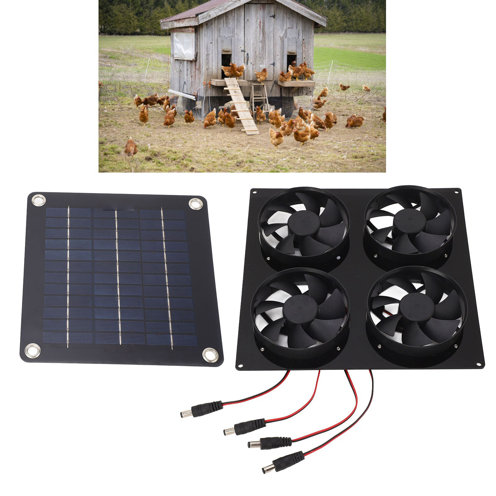 4-port-solarventilator Für Tierheime, Außenbelüftung, Kühlung Und Lufterneuerung, 5–12 V
