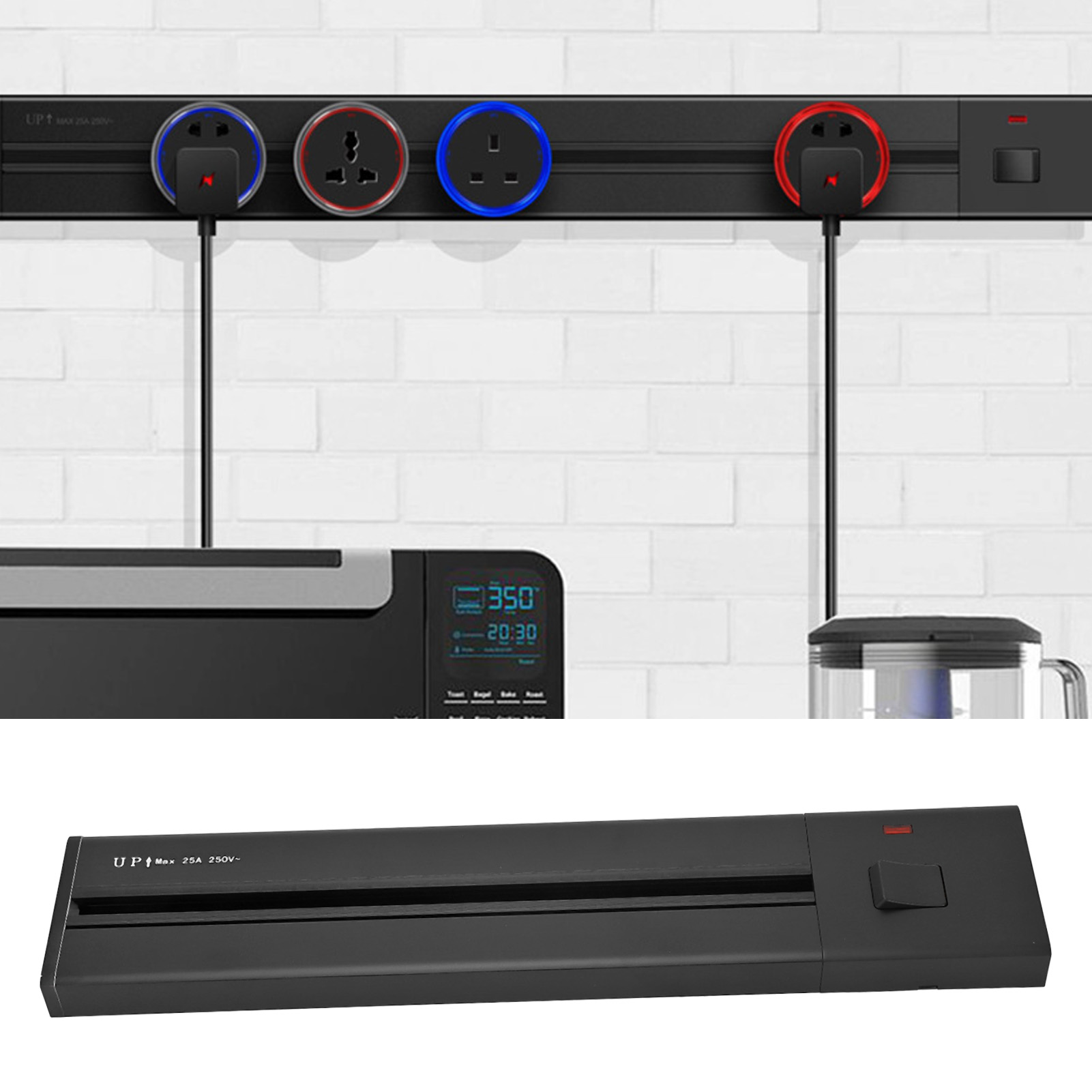 250 V 25 A Aufputz-steckdosenleiste, 60 Cm, Multifunktional