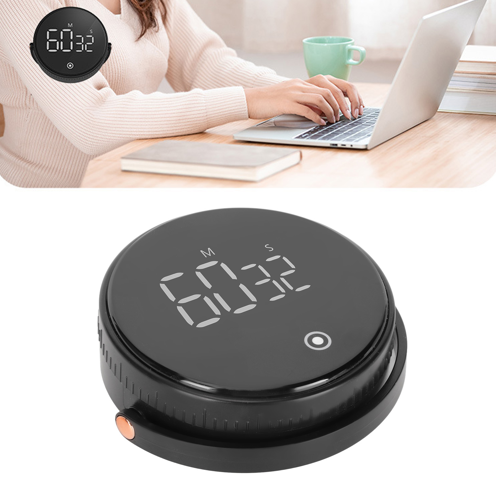 Neuer, Großer, Drehbarer Digitaltimer Mit Magnetbefestigung, Schwarz.