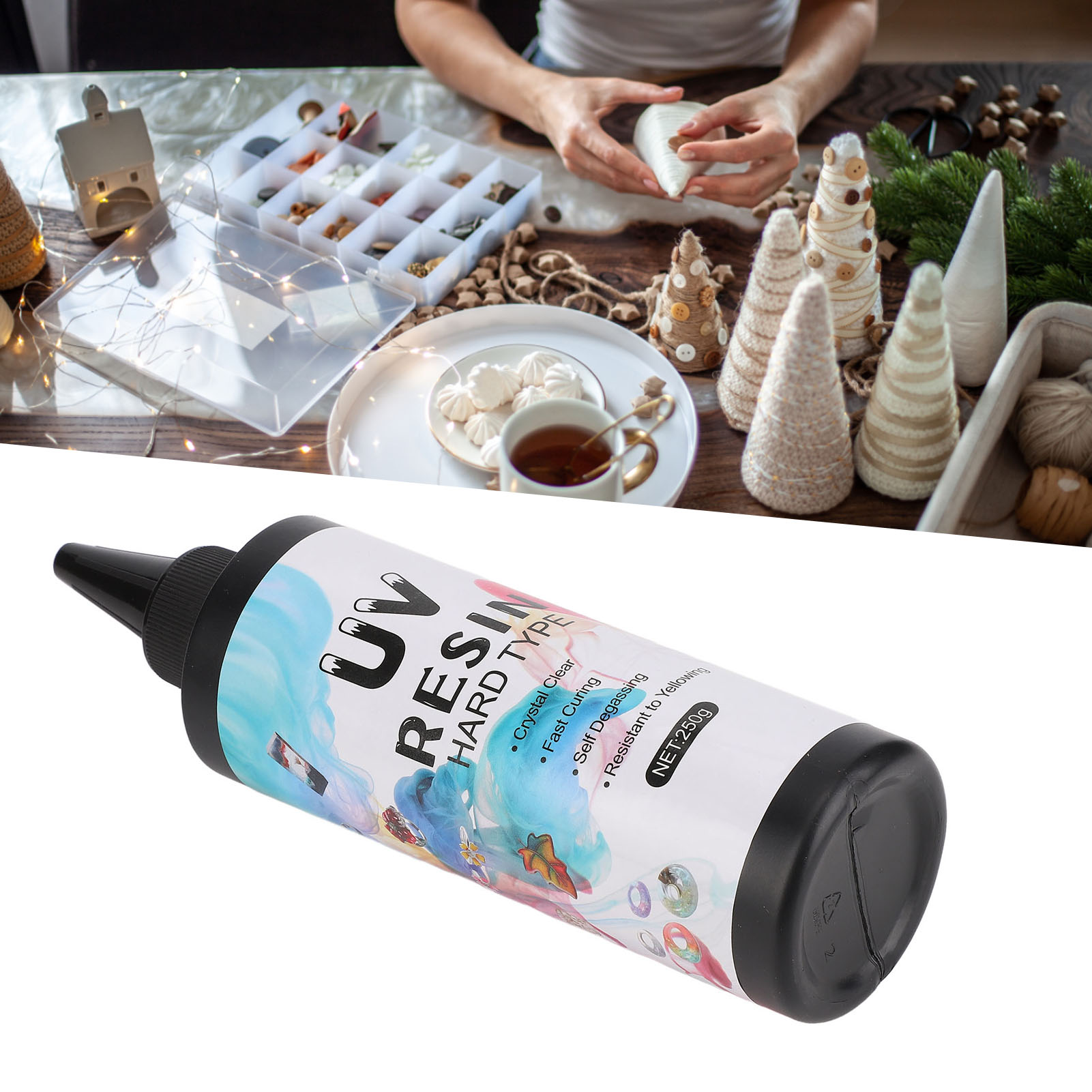Uv-härtender, Hochtransparenter, Nicht Vergilbender, Schattenfreier Klebstoff, Handgefertigtes Kristallines Epoxidharz, 250 G