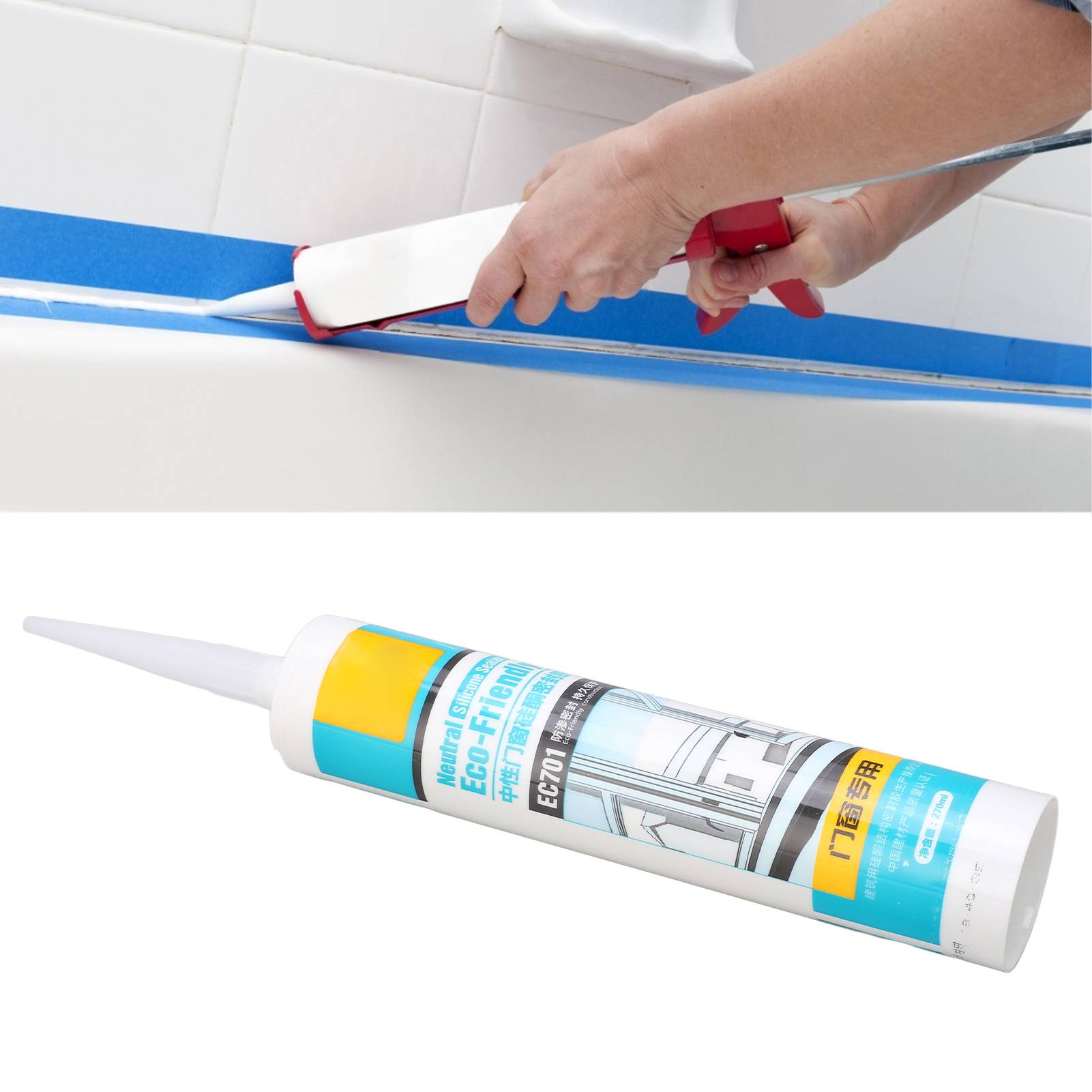 Ec701 Glaskleber In Starrer Verpackung, Neutral, Schimmelresistent, Ästhetischer Klebstoff, Strukturkleber Für Türen Und Fenster, Wasserfest, Transparent, Nagelfreier Dichtungskleber