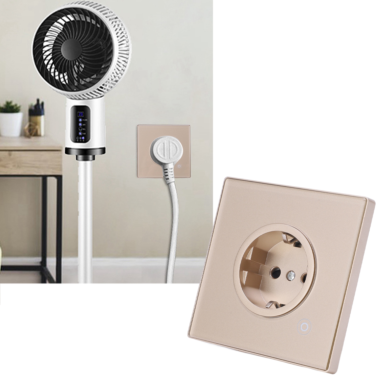Intelligenter Graffiti-stecker, Programmierbarer Stecker, 16-a-wandsteckdose (95–245 V), Zeitschaltuhr, Europäischer Standard, Goldfarben, Wlan-version