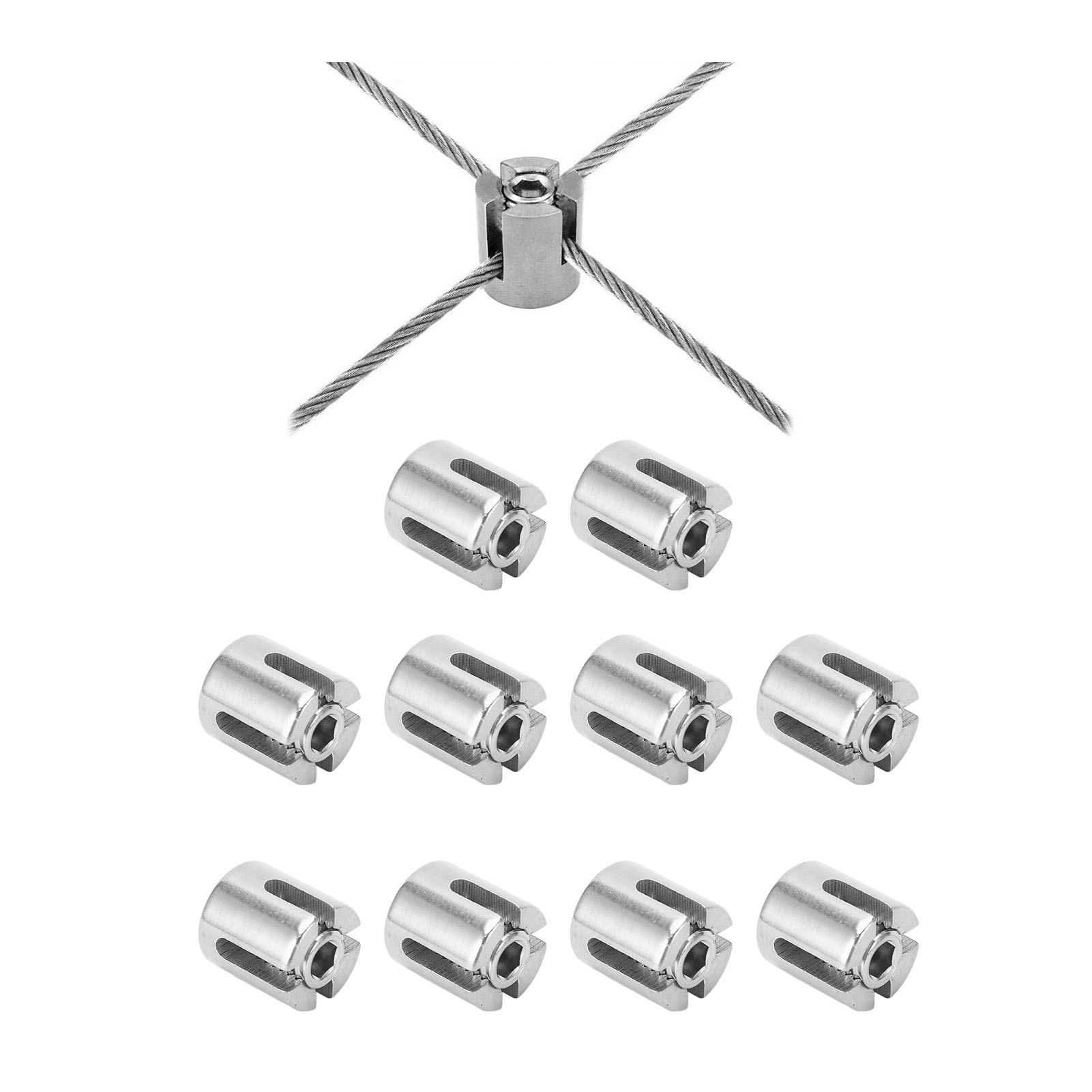 Packung Mit 10 Kabelbindern Aus Edelstahl 316, Edelstahl-kreuznutclips, Drahtseilzubehör