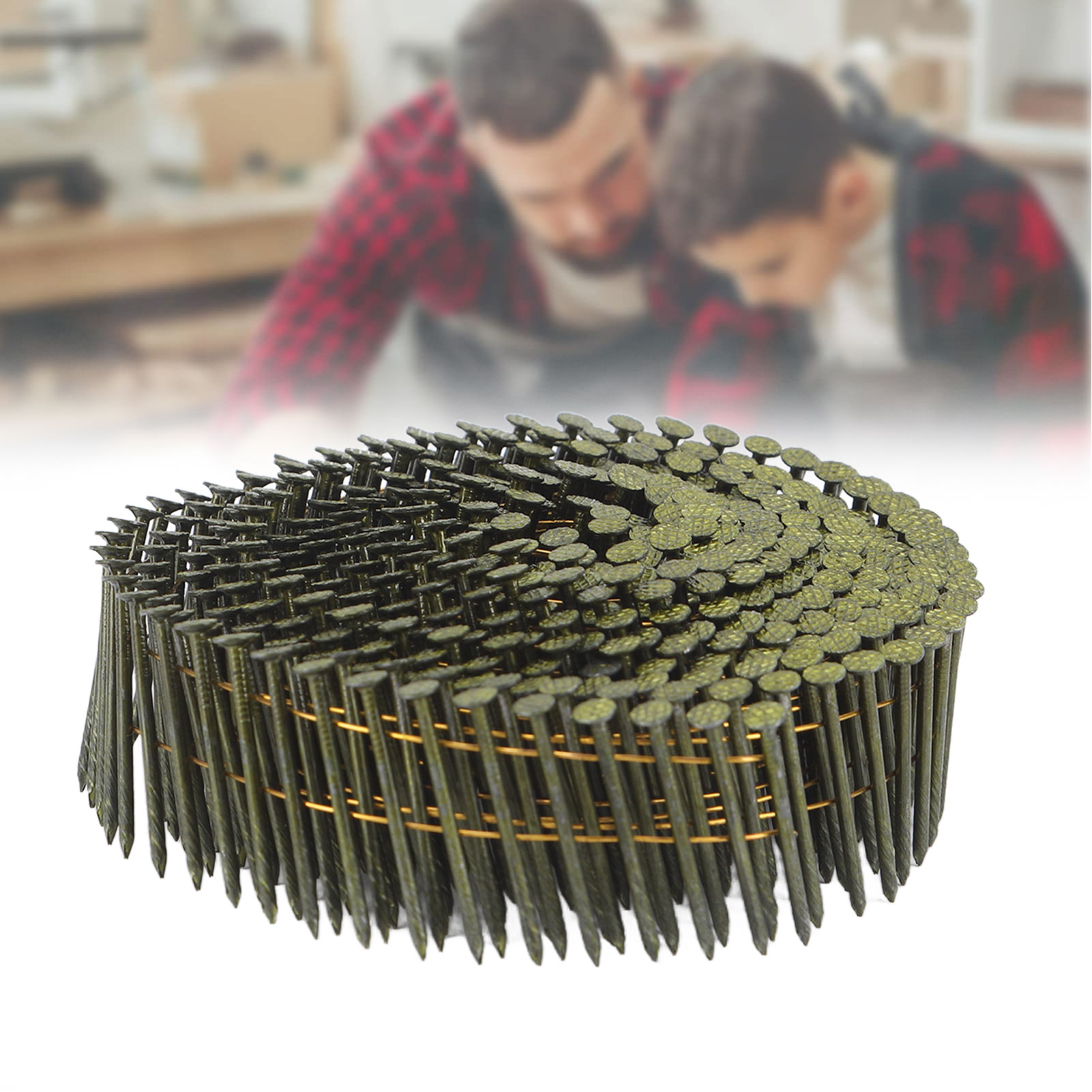 Gewindespiralnägel 2,1 X 38 Mm, 16.000 Stück, Seitlich Montiert, Vollrund, 15-grad-spirale, Rundkopf Und Ringschaft, Verwendet Zum Rostschutz Von Groben Nägeln Und Verkleidungsmaterialien.