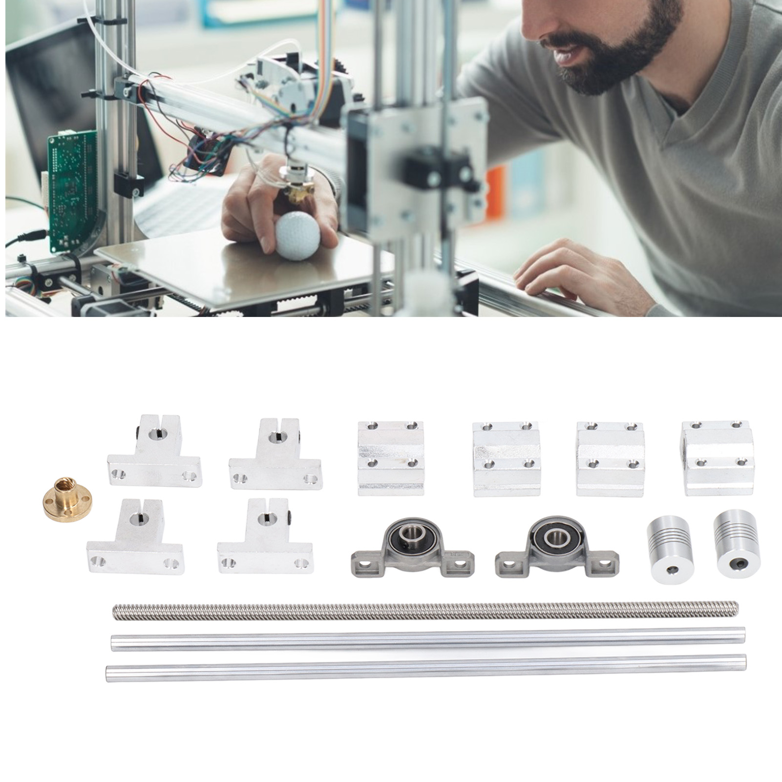 T8 Kugelgewindetrieb-set Mit Kupplung, 250 Mm Horizontaler Optischer Welle Und 8 Mm Durchmesser Doppelschienen-kugelgewindetrieb-wellenstützlagergehäuse, Industrielle Kombination.