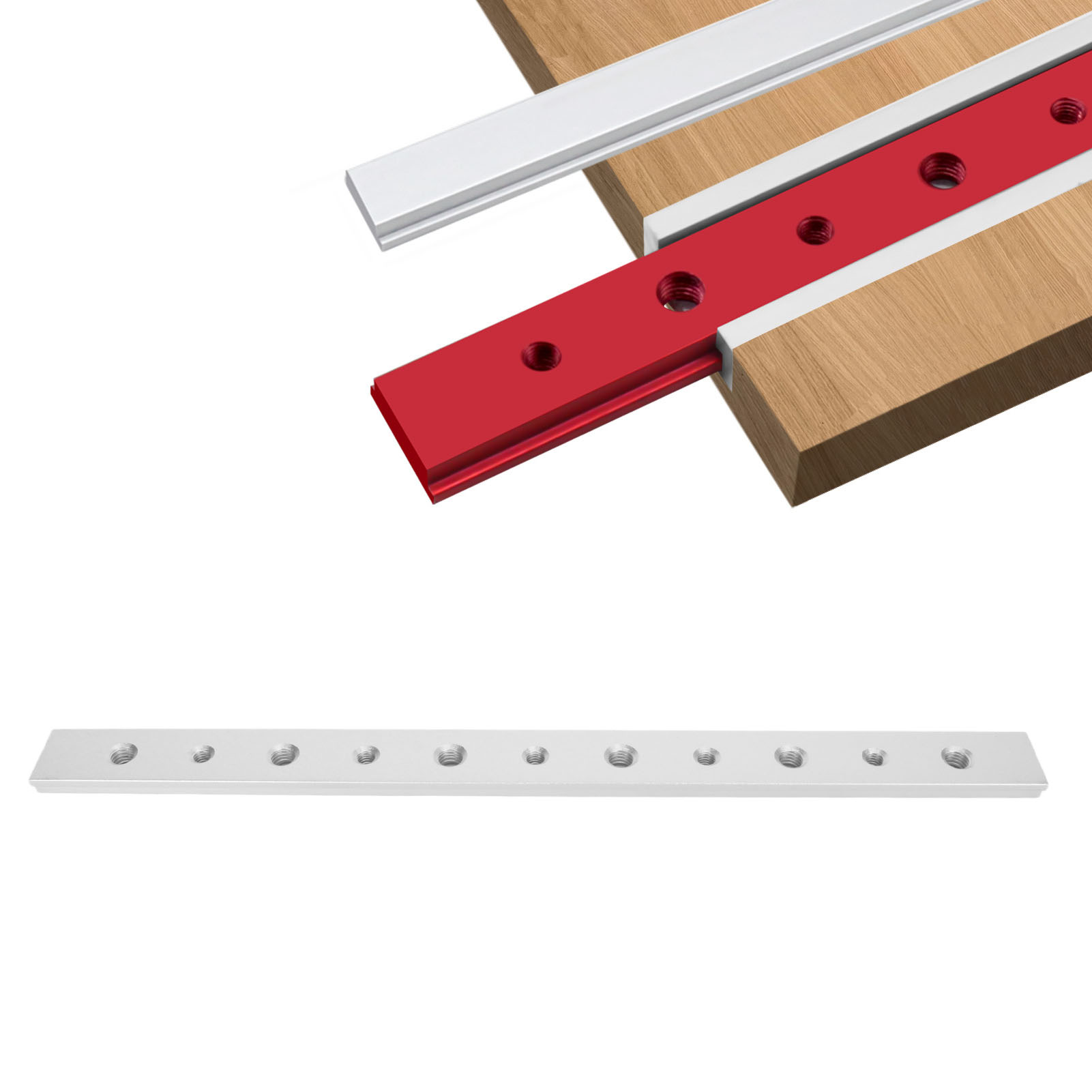 300 Mm Perforierte Gleitschiene Aus Aluminiumlegierung Für Die Holzbearbeitung, Ersatzteil Für Tisch- Oder Tischkreissägen (heimwerkerbedarf), Silber