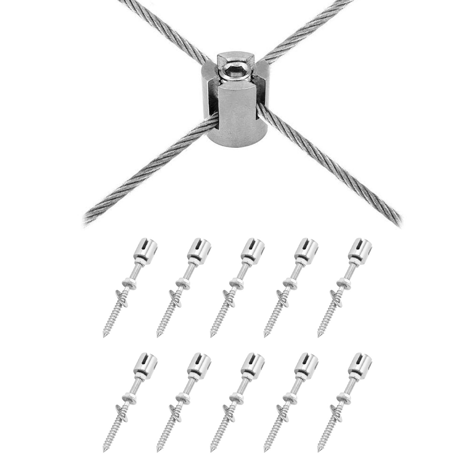 Packung Mit 10 Kreuznutklemmen, Kabelzubehör Aus Edelstahl 316, 3 Mm