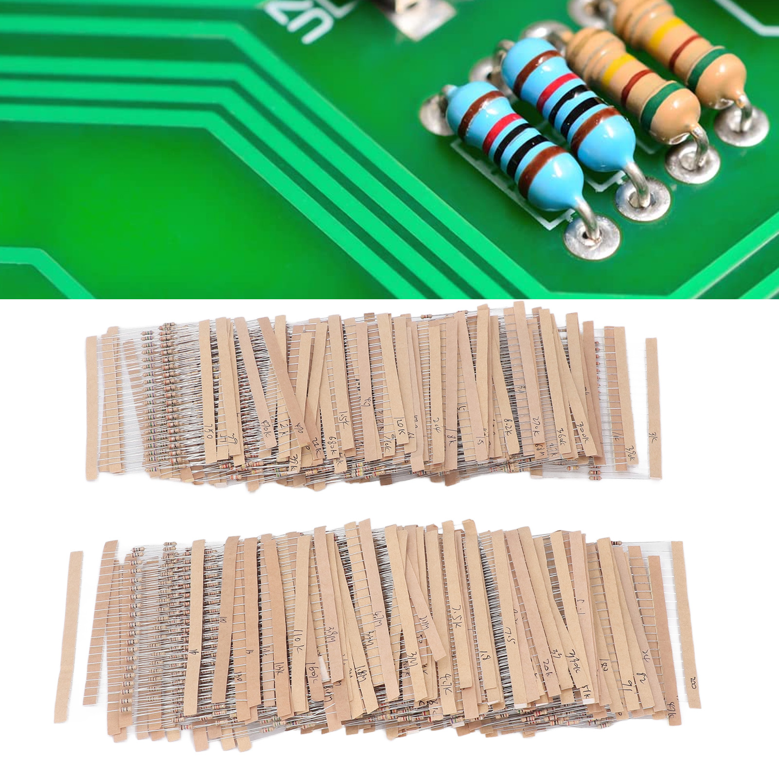 Packung Mit 3120 Kohleschichtwiderständen (1/4 W), 156 Widerstandswerte (je 20 Stück), Von 1 Ω Bis 10 Mω, 5 % Genauigkeit, 0,25 W