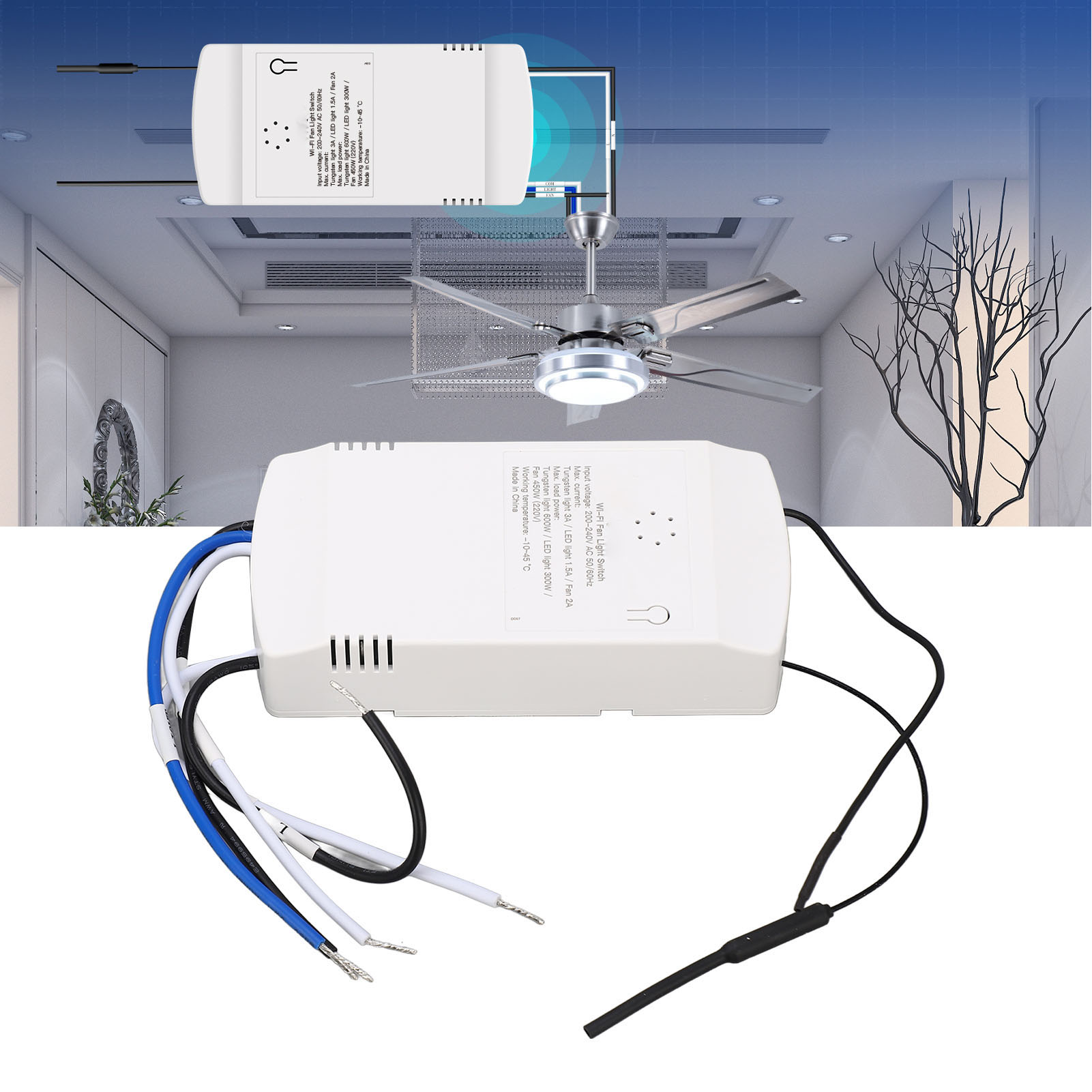 Intelligenter Wlan-lichtschalter Mit Graffiti-design Für Deckenventilatoren Mit Funkfernbedienung Per App Und Zugehöriger Anwendung (200–240 V) – Lichtmodul Wm-106