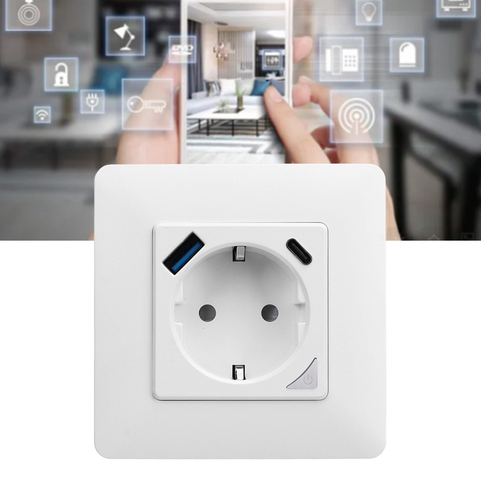 Intelligente, Kabellose Steckdose Gemäß Europäischen Standards, Per Smartphone Fernsteuerbar, Alexa-sprachsteuerung, Usb-schnellladefunktion, Wechselstrom 100–240 V