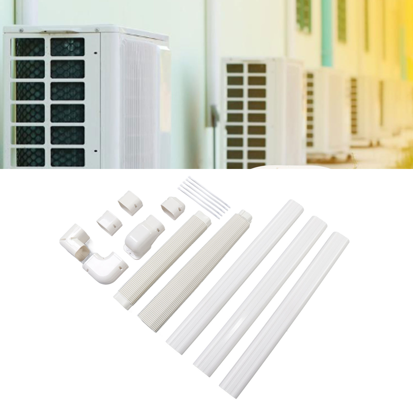 Dekoratives Pvc-rohrabdeckungsset Für 410-v-klimaanlagen, Kompatibel Mit Split- Und Zentral-klimaanlagen Sowie Wärmepumpen. Einbauset Mit Dekorativer Nut Für Das Klimaanlagenrohr.