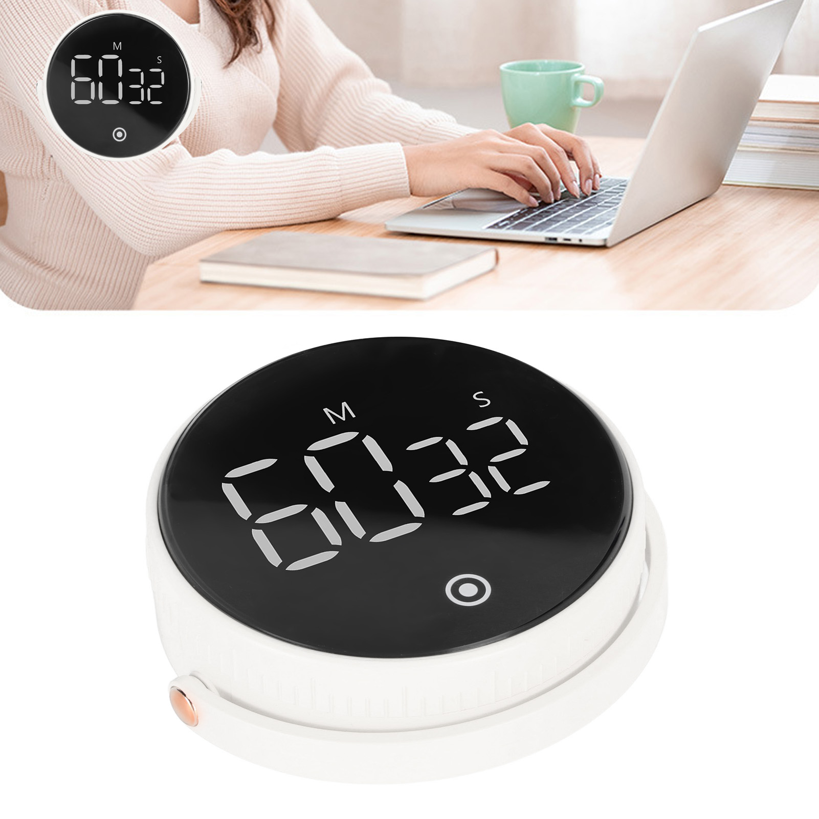 Neuer, Großer, Drehbarer Digitaltimer Mit Magnetbefestigung, Weiß.