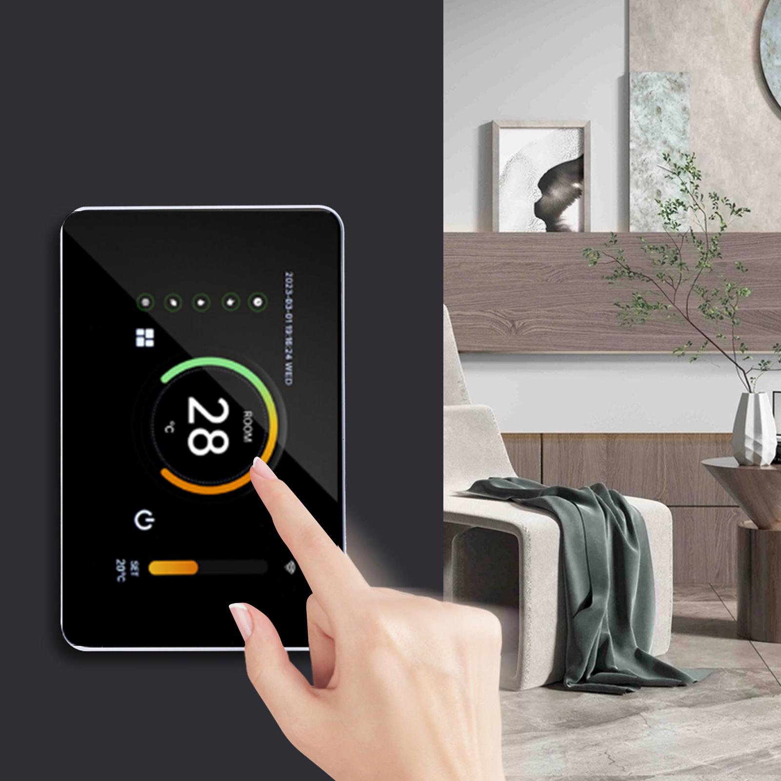 Graffiti Wlan-smart-thermostat Für Elektrische Fußbodenheizung, Digitales Bedienfeld, Warmwasserthermostat, Horizontaler Bildschirm, 100–250 V Wechselstrom, 16 A