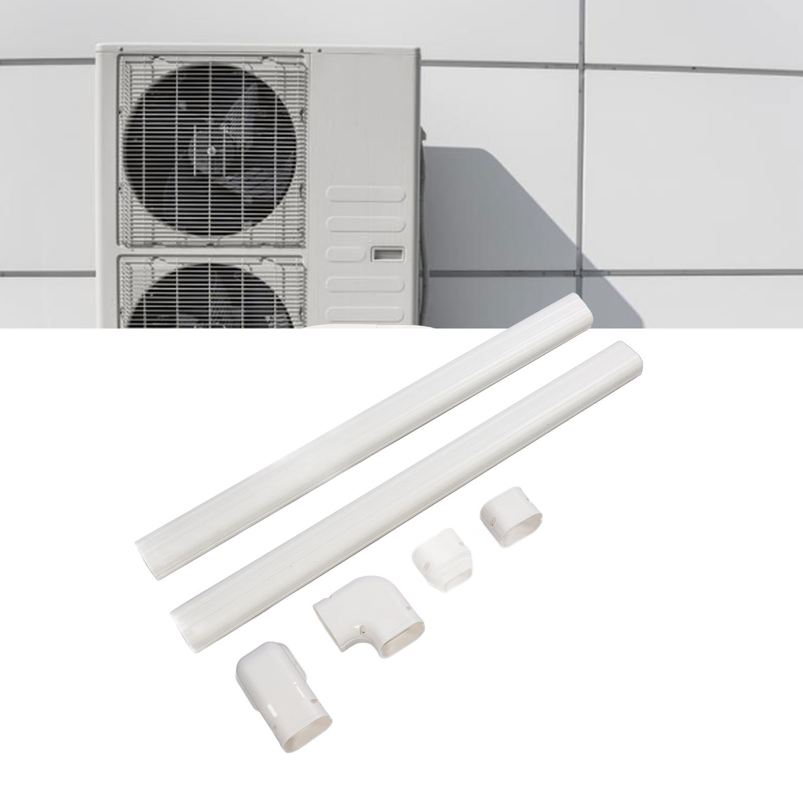 Dekoratives Pvc-rohrabdeckungsset Für 410-j Klimaanlagen, Kompatibel Mit Split- Und Zentral-klimaanlagen Sowie Wärmepumpen. Einbauset Mit Dekorativer Rohrabdeckung Und Ziernut.