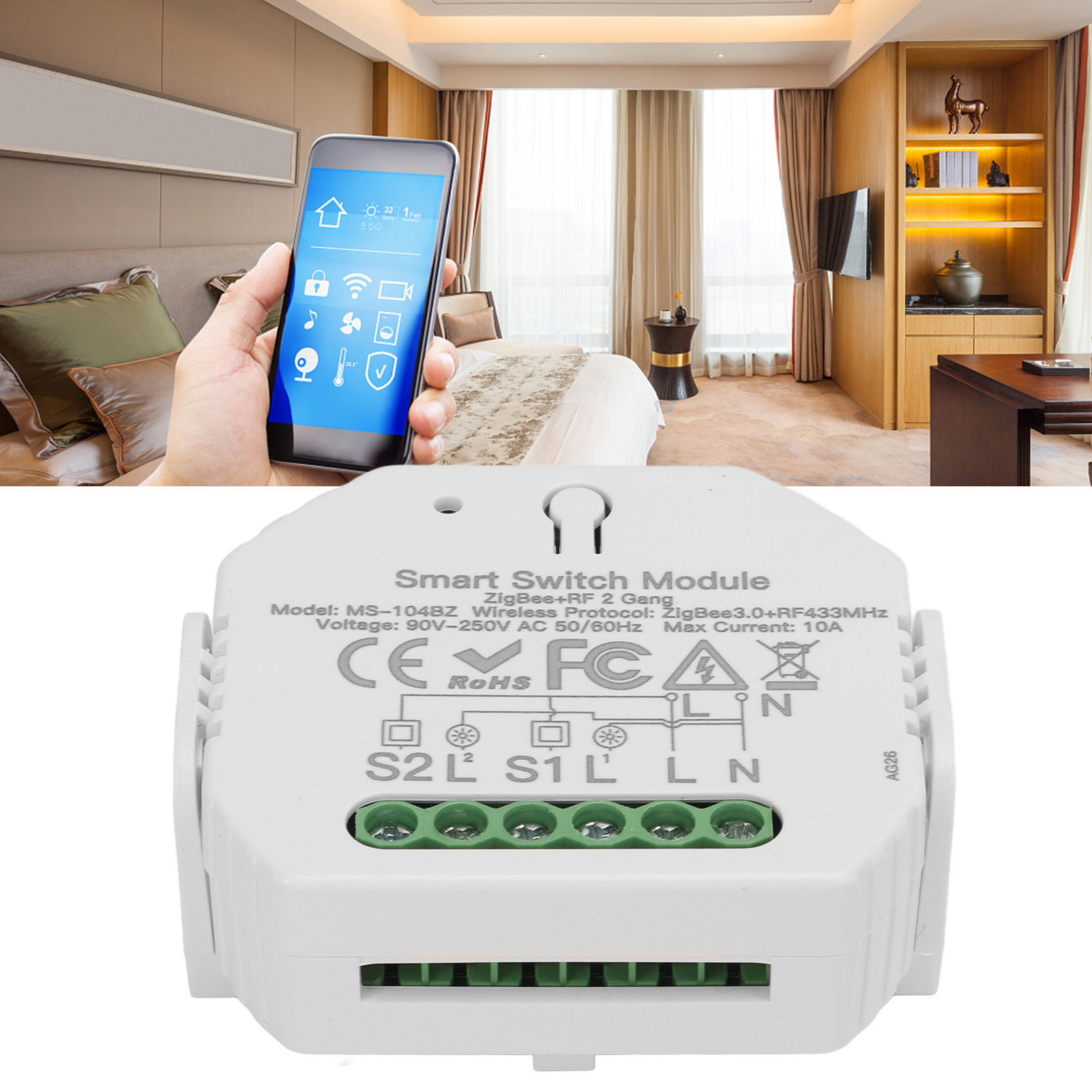 Intelligenter Zigbee-einbaudimmer, 2-kanal-dimmer, Steuerung Per App, Timer, 90–250 V