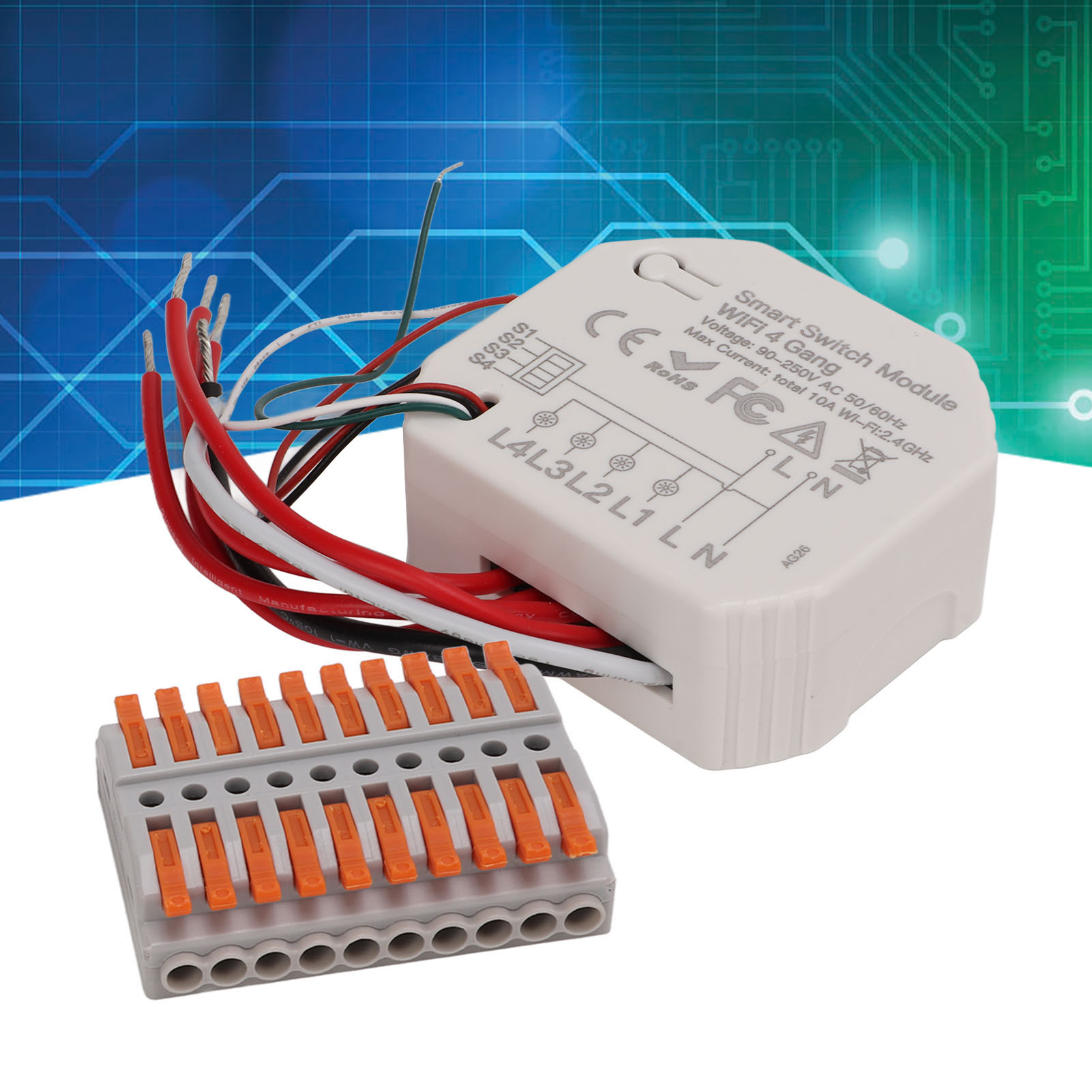 4-wege-wlan-graffiti-smart-home-versteckschaltermodul Mit Fernbedienung Über Smart-app Und Timerfunktion (90-250 V)