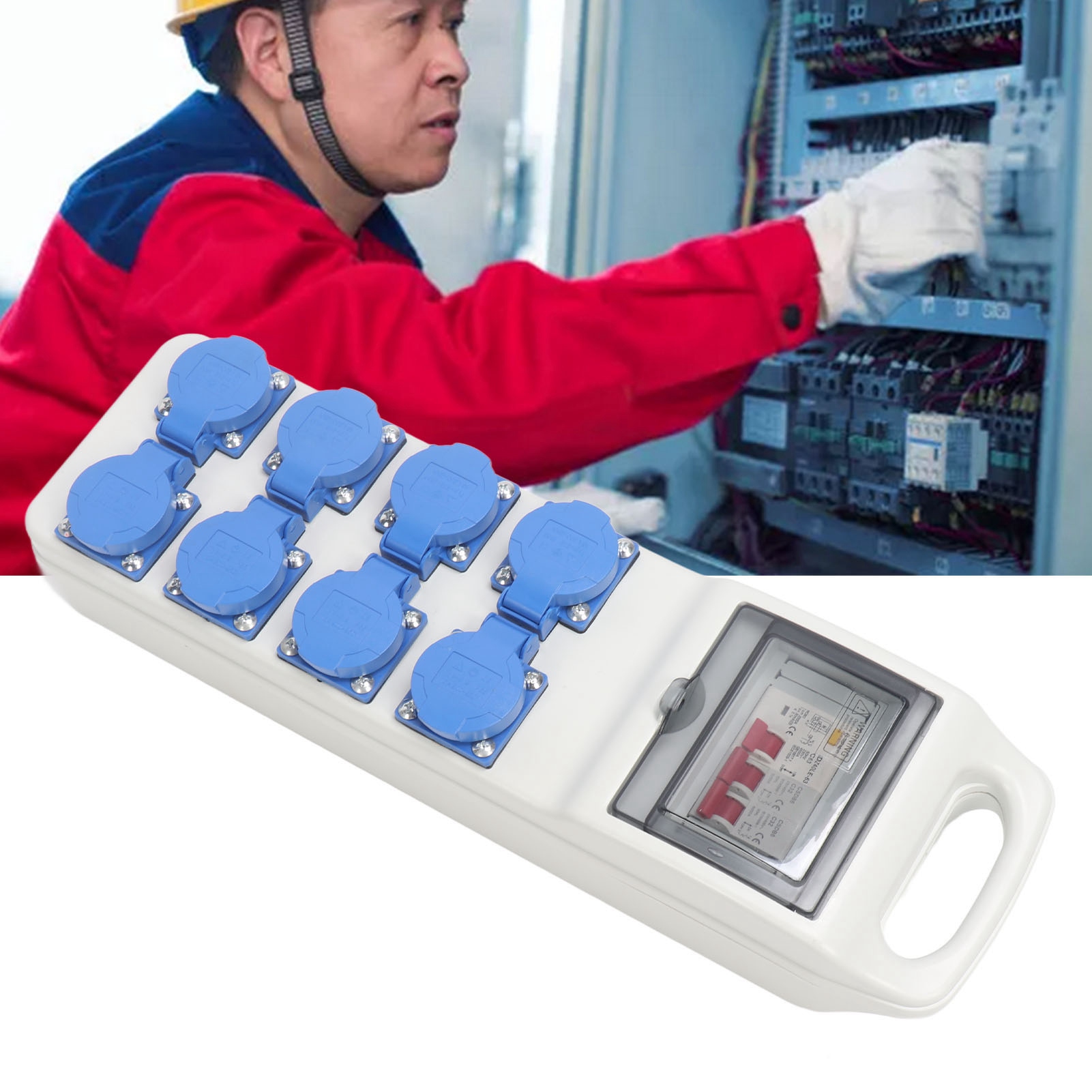 Industrieller Tragbarer Feldverteilerkasten 200-250 Vac Mit 8 Universalsteckdosen Mit Schaltern Und Rcd-steckdosenverteiler 32 A/ac (2 Ls C16a Ip65 Wasserdicht).