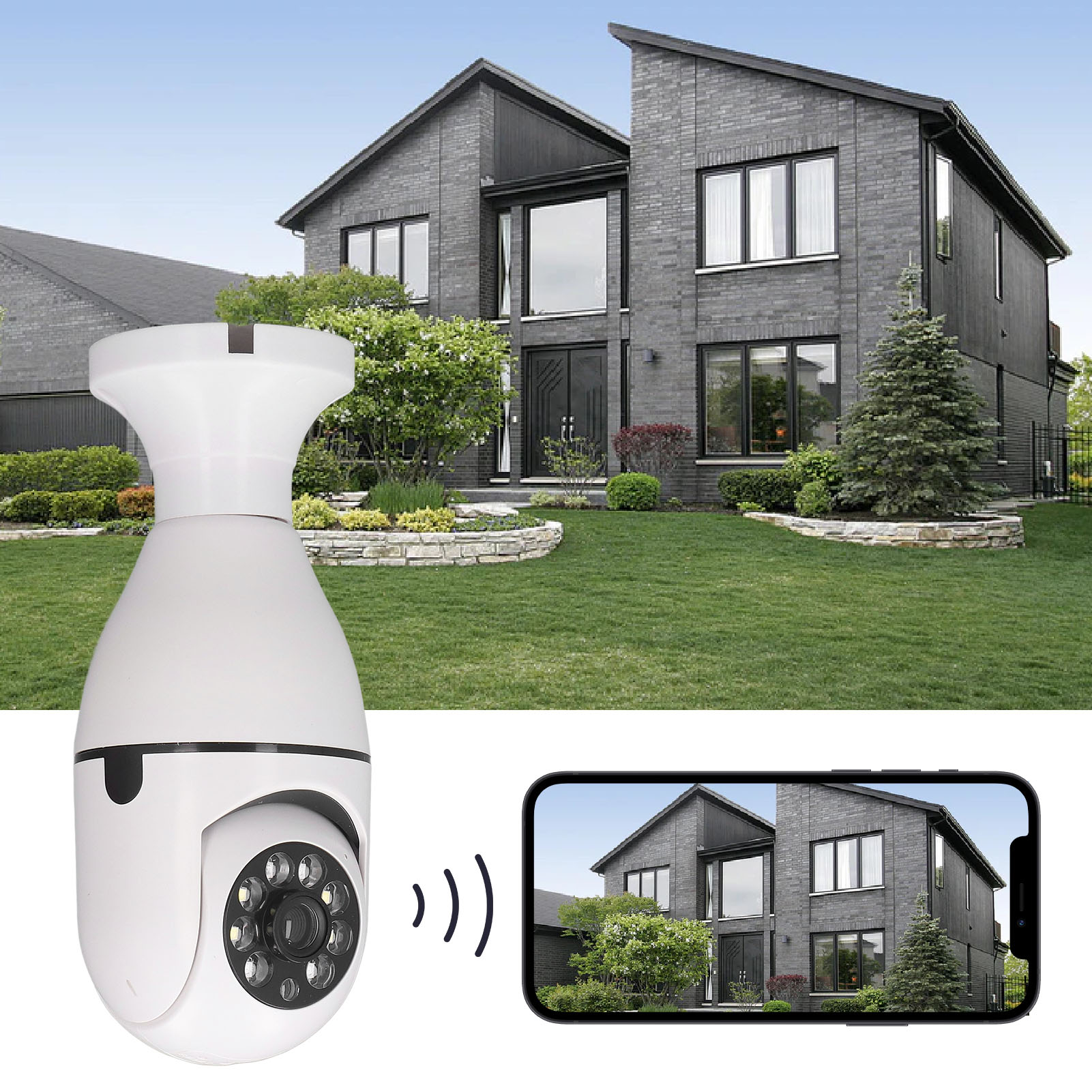 E27 Drahtlose Wlan-smart-360°-panorama-babykamera Für Die Innenüberwachung In Hd-qualität Mit Nachtsicht, 110–240 V