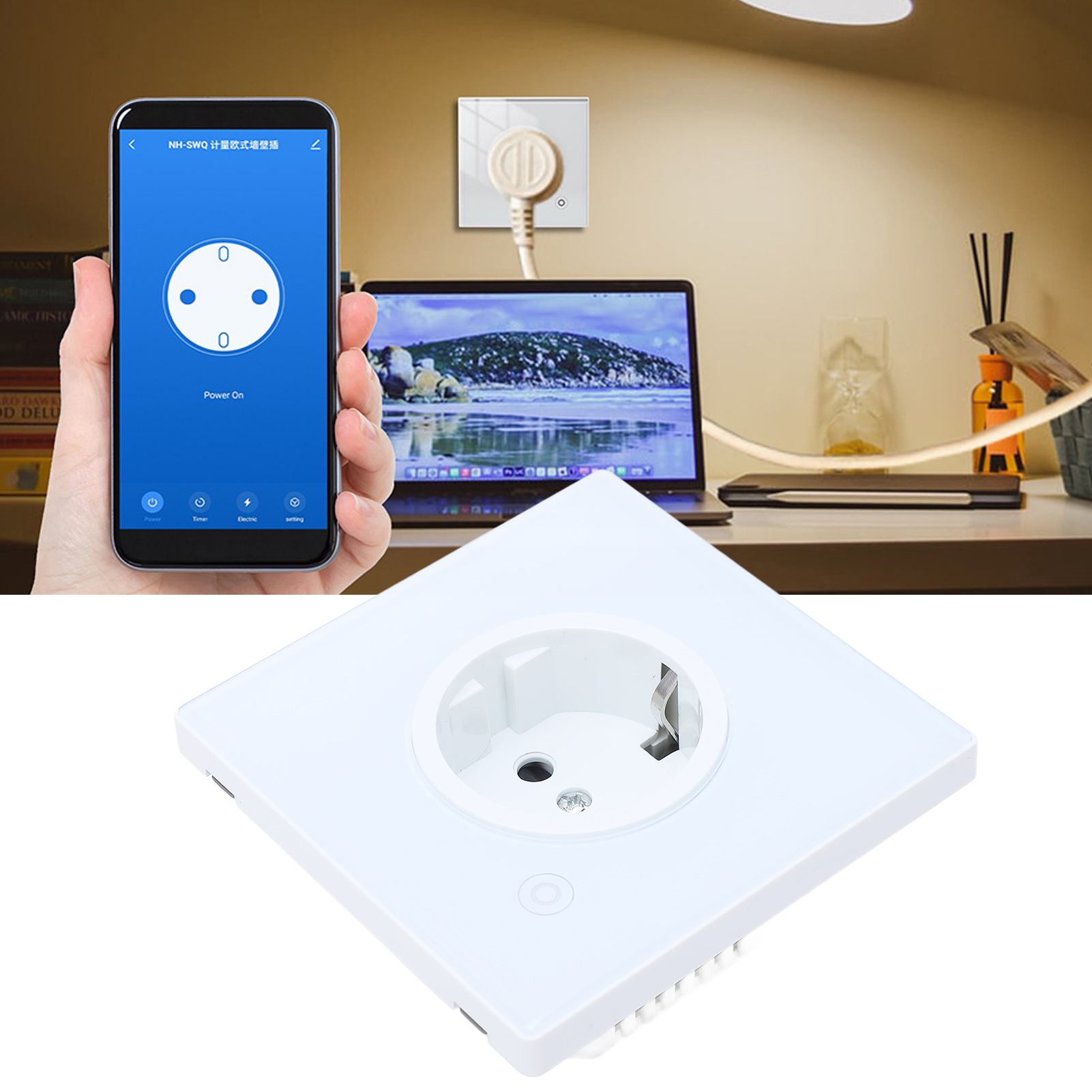 Intelligenter Graffiti-stecker, Programmierbare Steckdose, 16 A, Zeitschaltuhr, 95–245 V Wandsteckdose, Europäischer Standard, Weiß, Zigbee-version