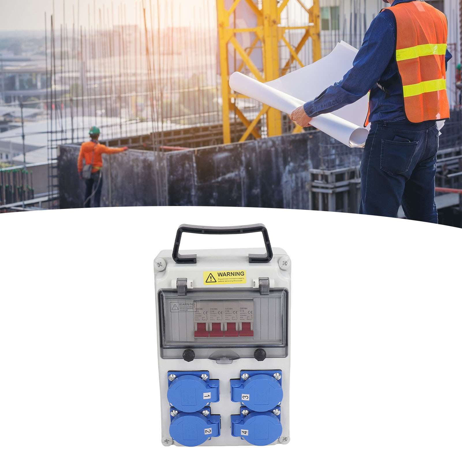 Tragbarer 4 X 16 A Stromverteiler, Tragbarer Industrieverteilerkasten, Wasserdichter Außenstromverteiler, 200–250 V Ausgangsspannung