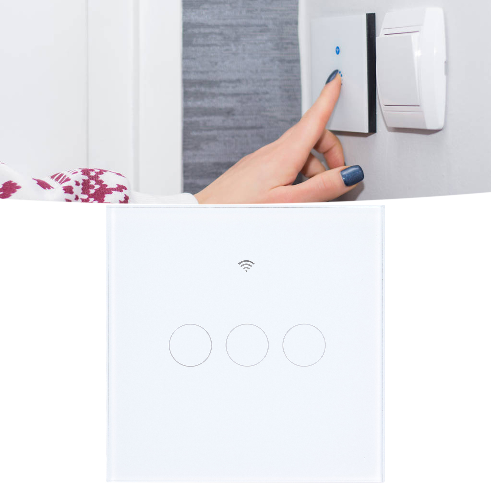 Intelligenter Wlan-wandschalter, Eu-standard, Einadriger Stromführender Smart-schalter, Anti-graffiti, Timer Für Vernetztes Zuhause, 80-260v Ac.