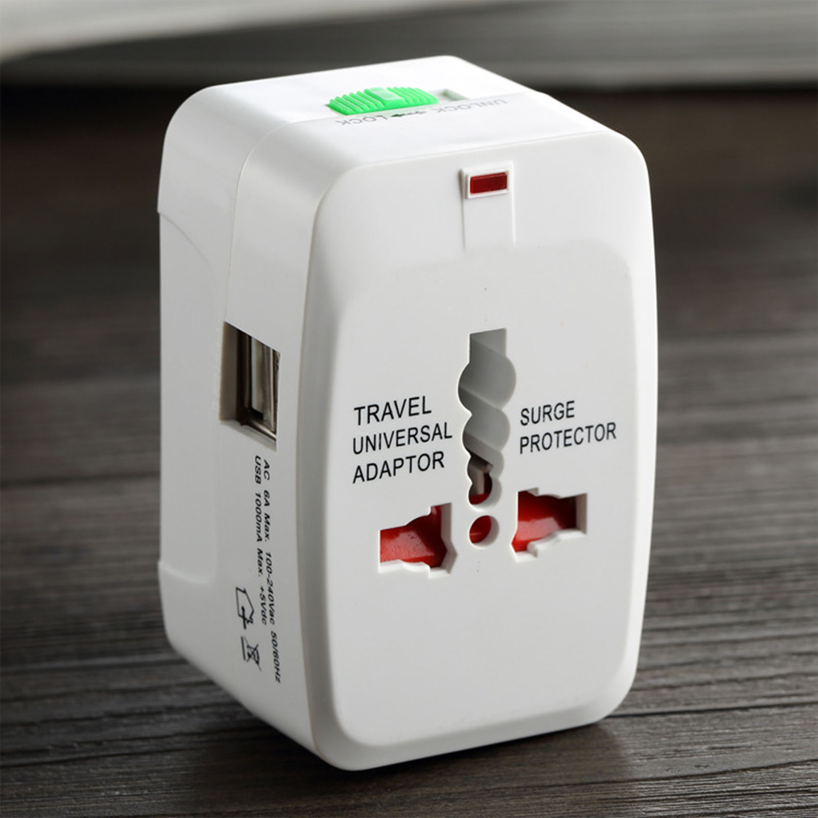 Reiseadapter, Internationaler Reiseadapter, Multifunktionsadapter, Kindersicherung, Universaladapter, Dual-usb-anschluss, Weiß.
