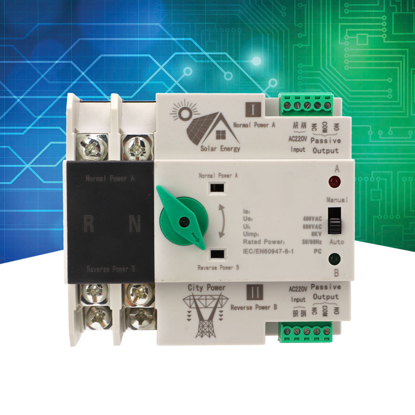 Chlt-125/2p Ac220v Dual-power-automatik-umschalter Mit Unterbrechungsfreiem Timer Bis Auf Die Millisekunde Genau, Für Photovoltaikanlagen In Wohnhäusern (modell 63a).