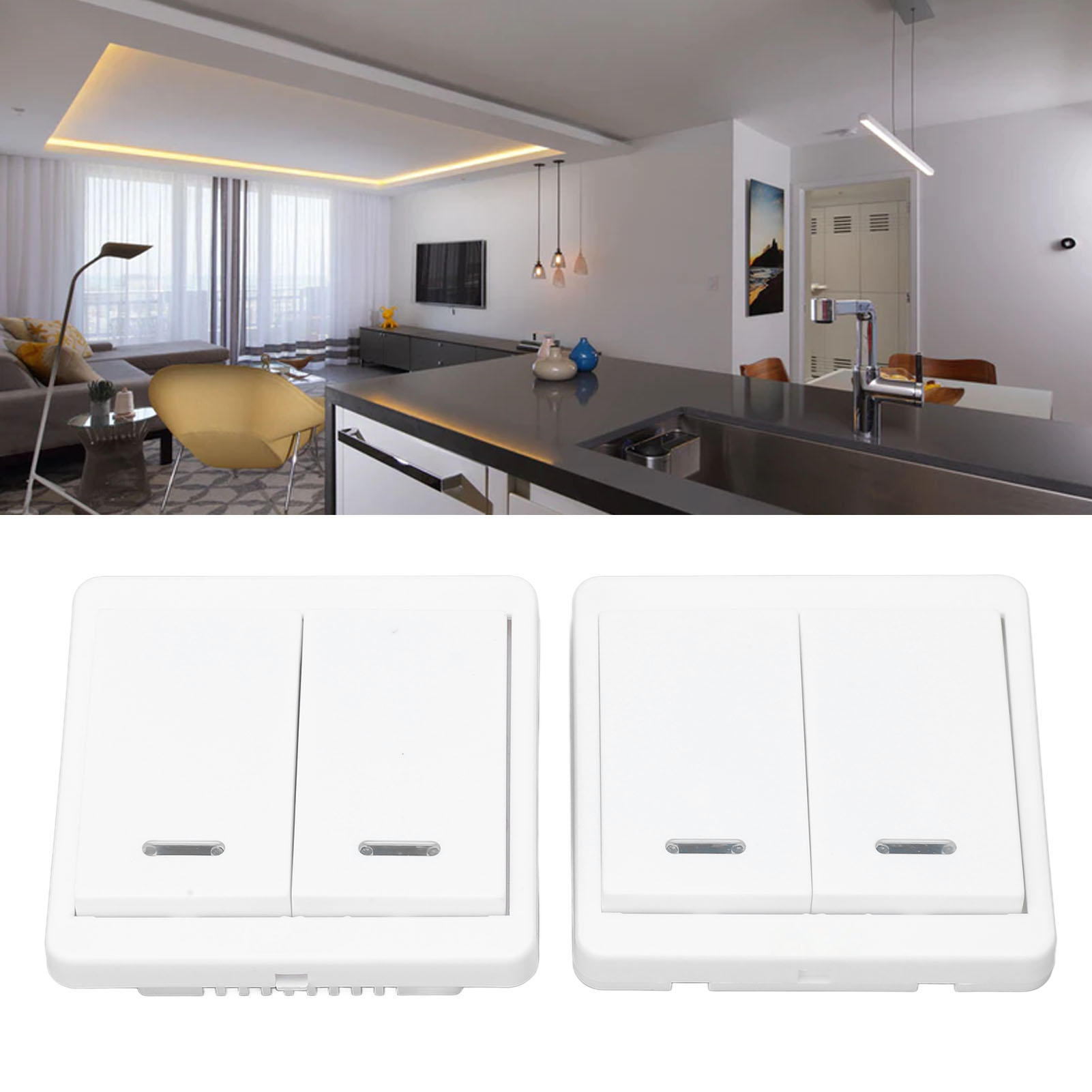 Berm Drahtloser Smart-schalter/controller Für Den Heimgebrauch, Doppelbedienfeld, 170–240 V Bem-rs2k-wr