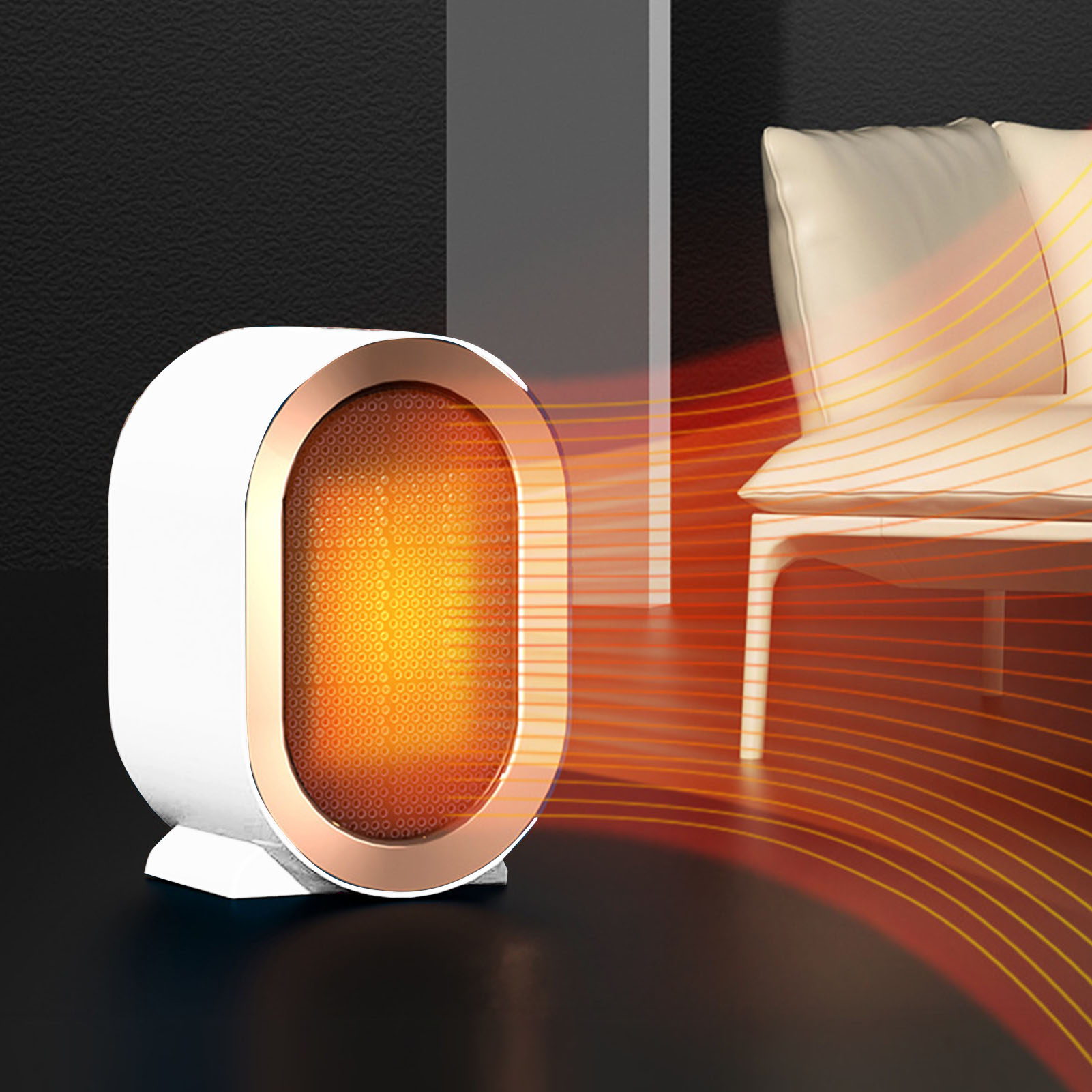 Tragbare, Zweistufige Zusatz-/tischheizung Mit Ventilator, Einstellbar, Überhitzungsschutz, Neigbare Abschaltautomatik, Europäischer Standard 220-240 V, 1200 W, Energieeffizient.
