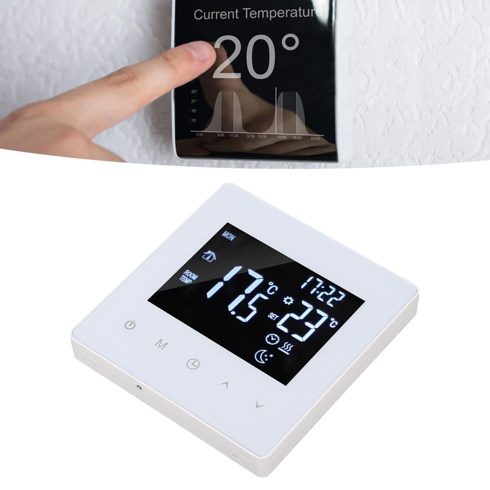 Intelligenter Thermostat Mit Weißem Touchscreen Für Fußbodenheizung, Kompatibel Mit 90-240v Ac 16a Elektrischen Heizkörpern Und Wi-fi.