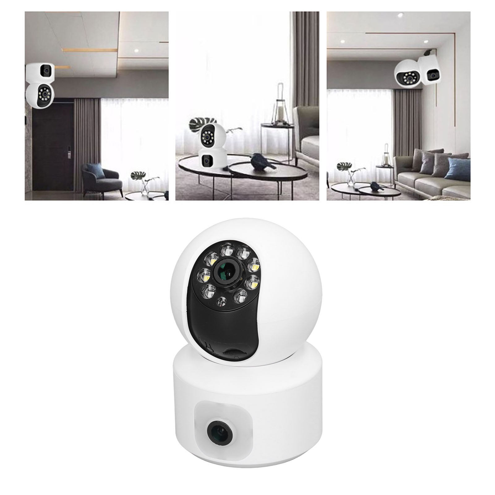 Dual-objektiv-überwachungskamera, Hochauflösender Drahtloser Monitor, Intelligente Wlan-innenkamera, Europäischer Standard 100–240 V