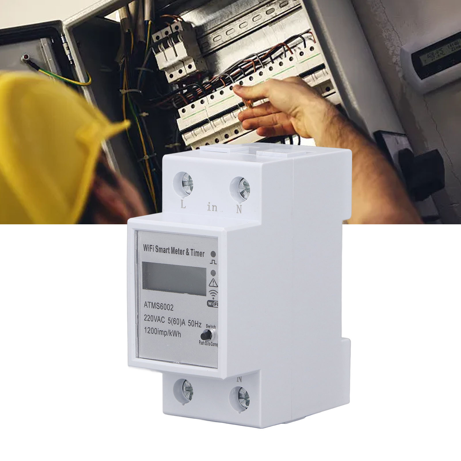 Atms6002 Smart Meter Mit Wlan-fernbedienung, Einphasiger Din-schienen-energiezähler, 2p Ac220v